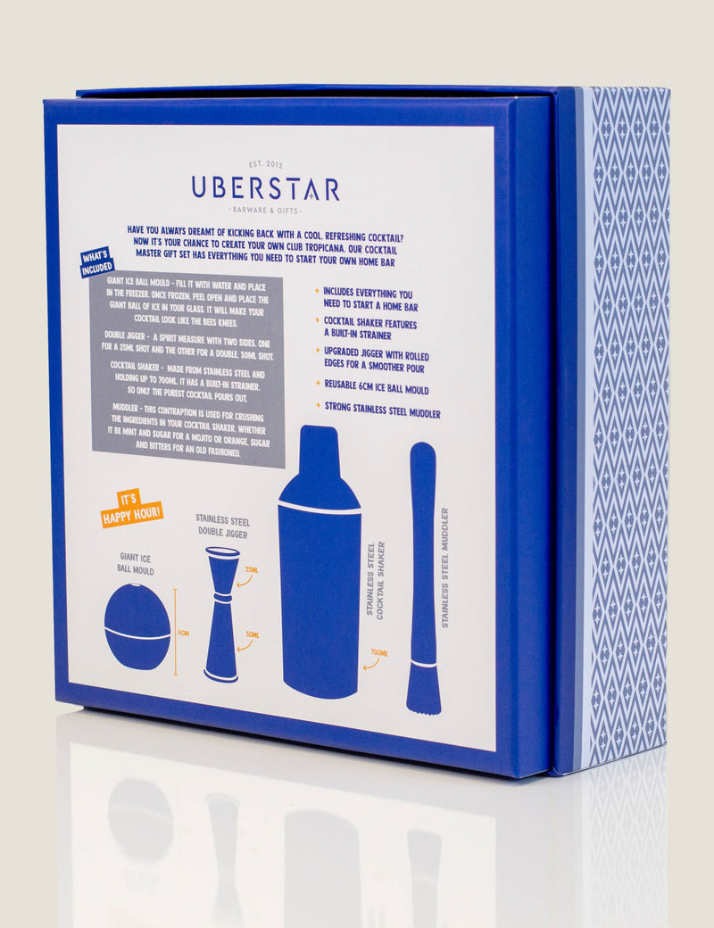 Uberstar Cocktail Master Gift Set barware kit - British product