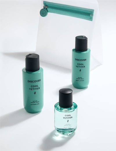 Discover Cool Vetiver Bath & Body Set - 30ml EDT, 100ml Shower Gel, 100ml Lotion