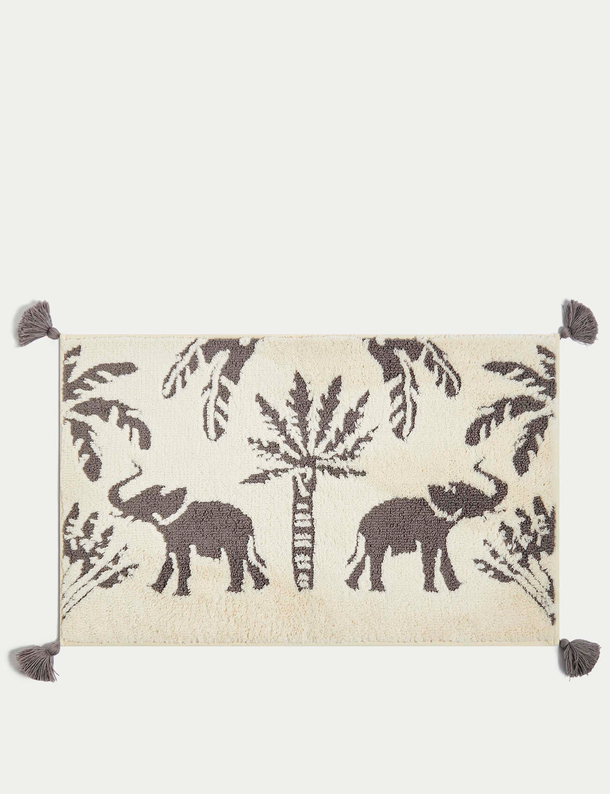 Elephant bath mat with cotton blend and non-slip backing - British product