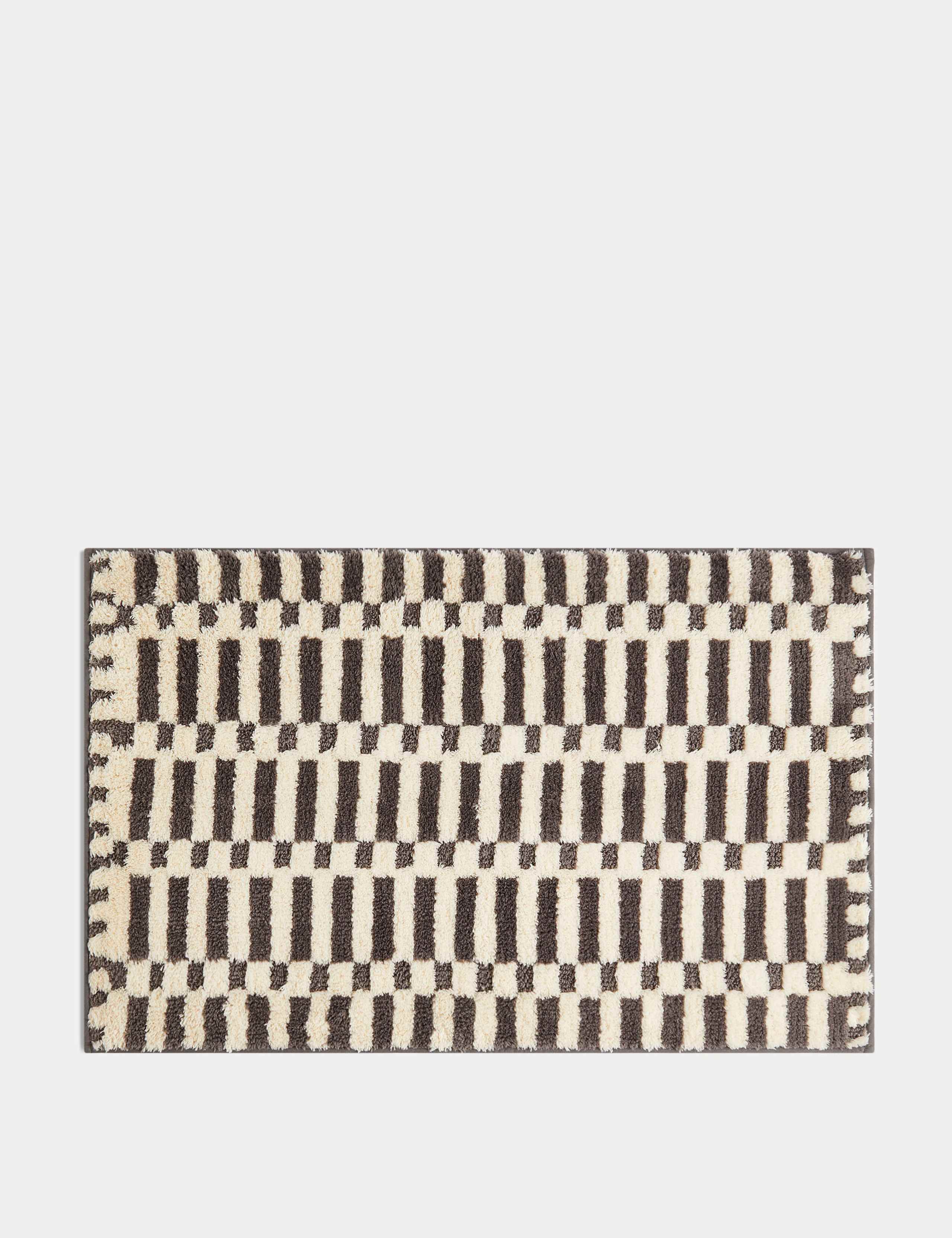 Cotton blend geometric quick dry bath mat 50 x 80cm - British product