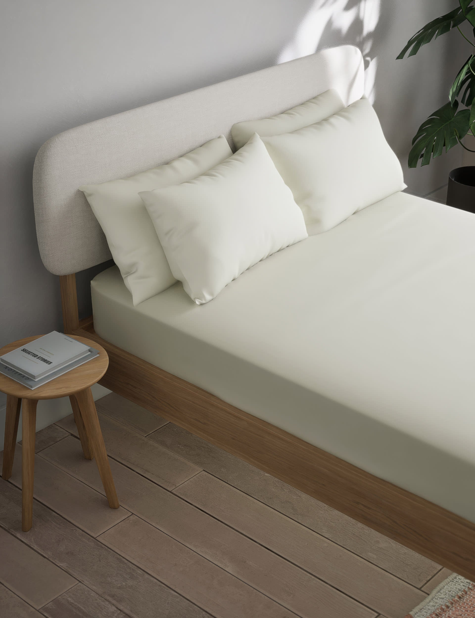 Cotton blend non-iron fitted sheet 25cm deep - British product