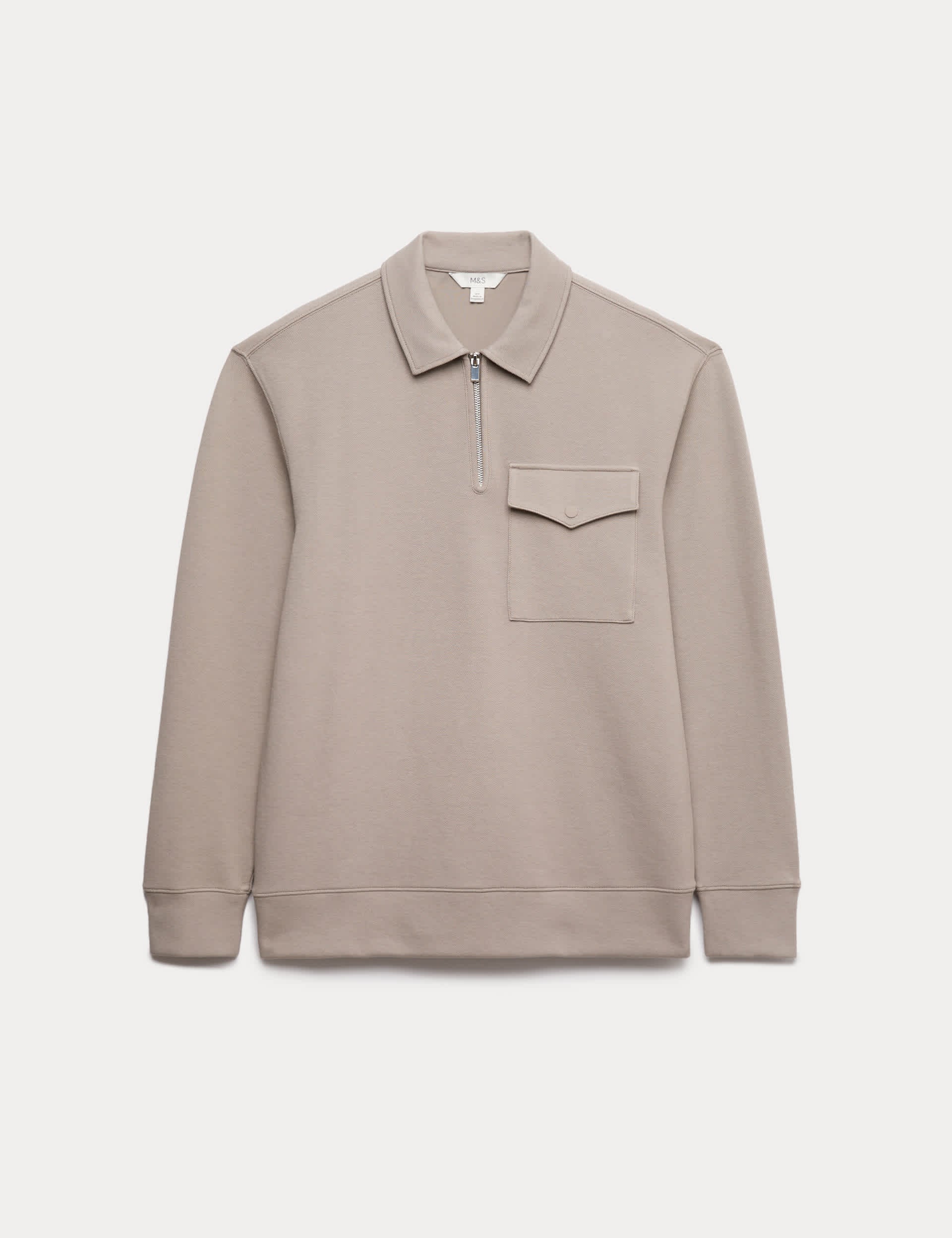 M&S cotton blend pique half zip top - British product