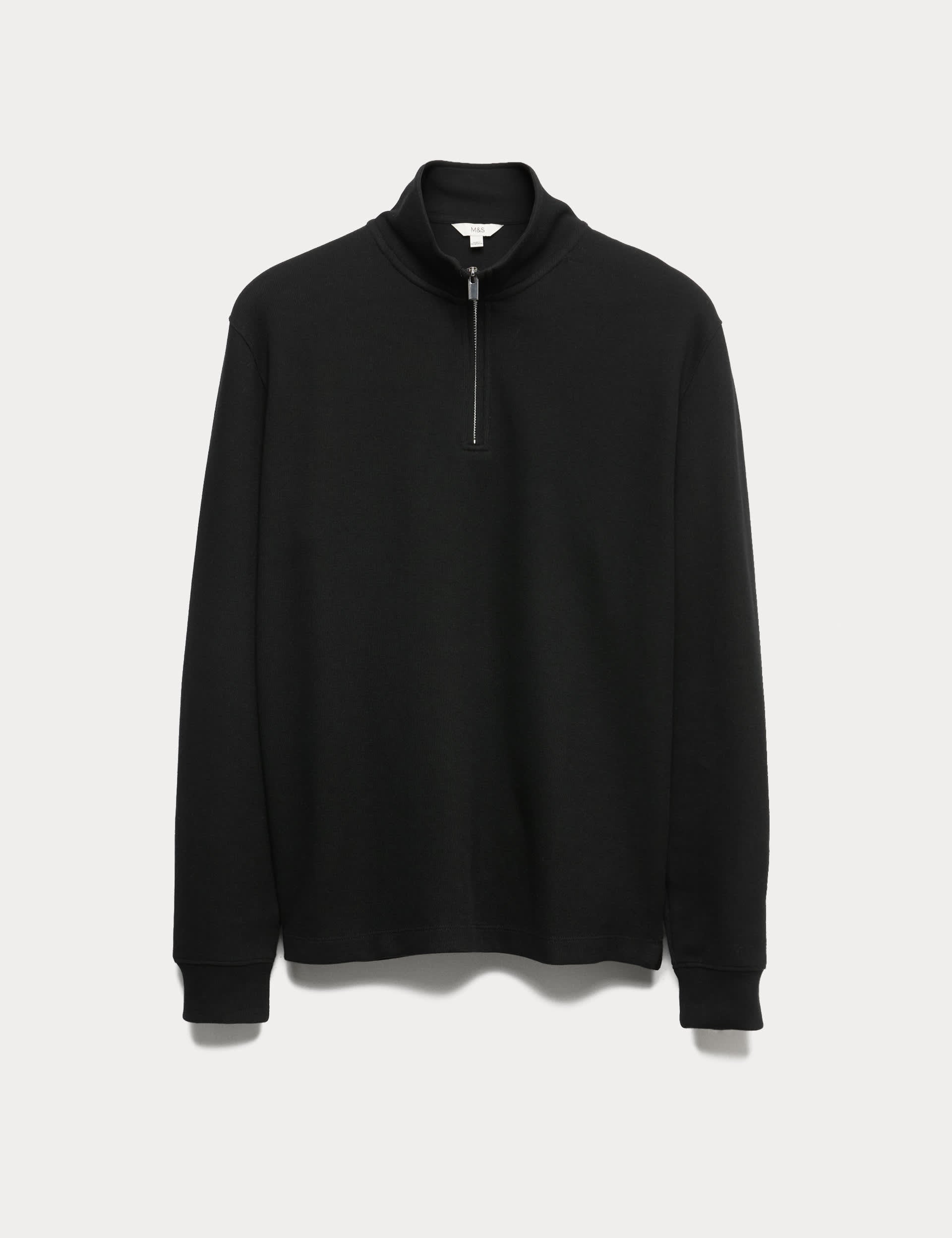 M&S Collection cotton rich half zip sweatshirt - British product