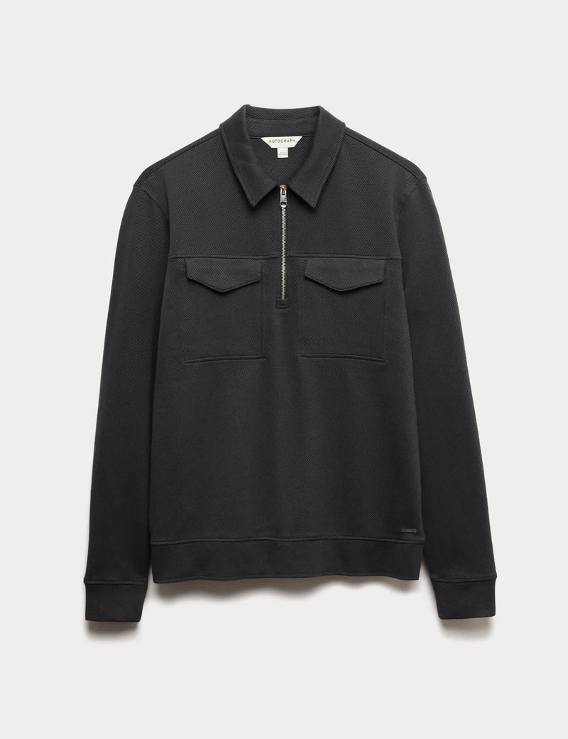 Autograph cotton-rich half zip sweatshirt - British product