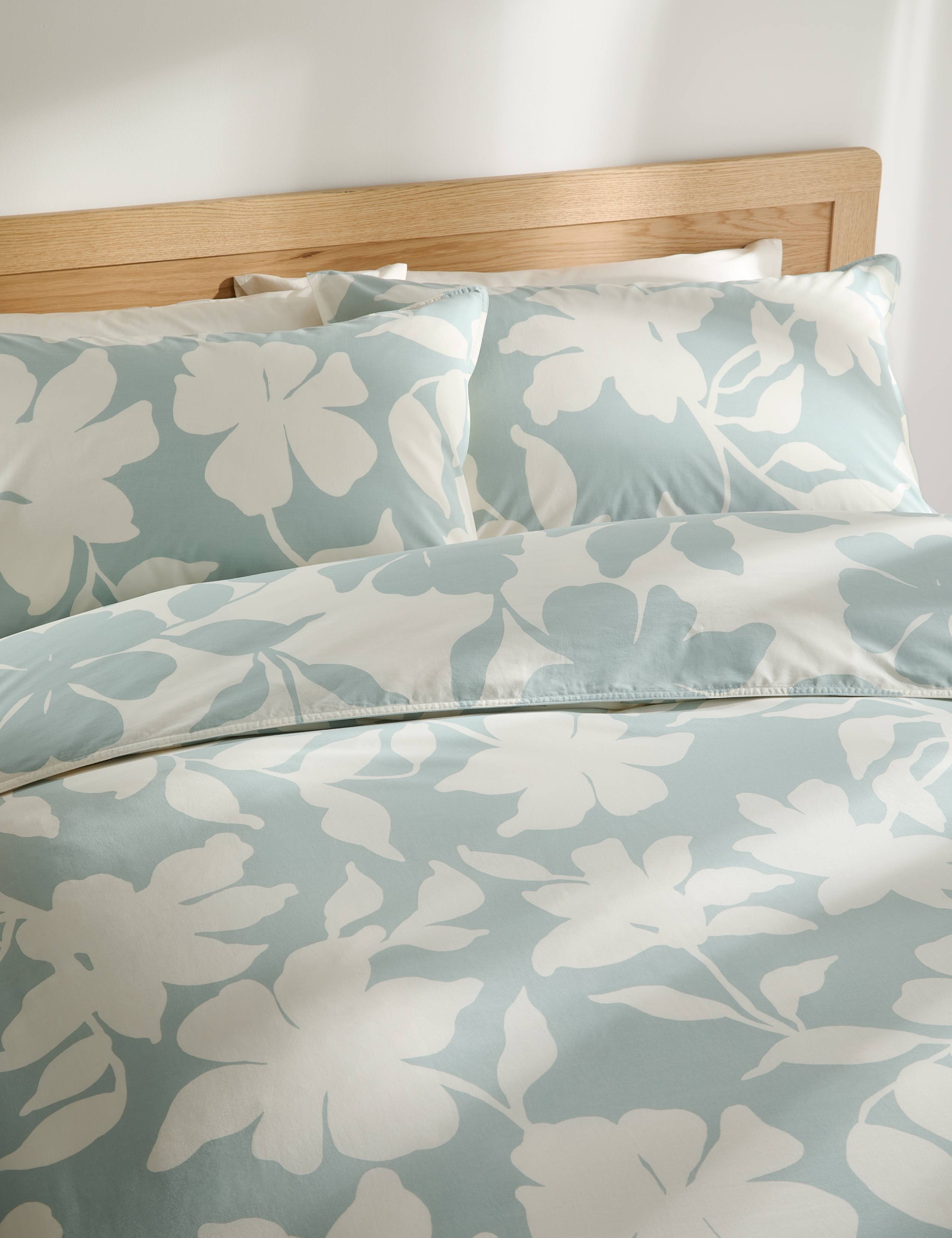 Cotton-rich silhouette floral bedding set - British product