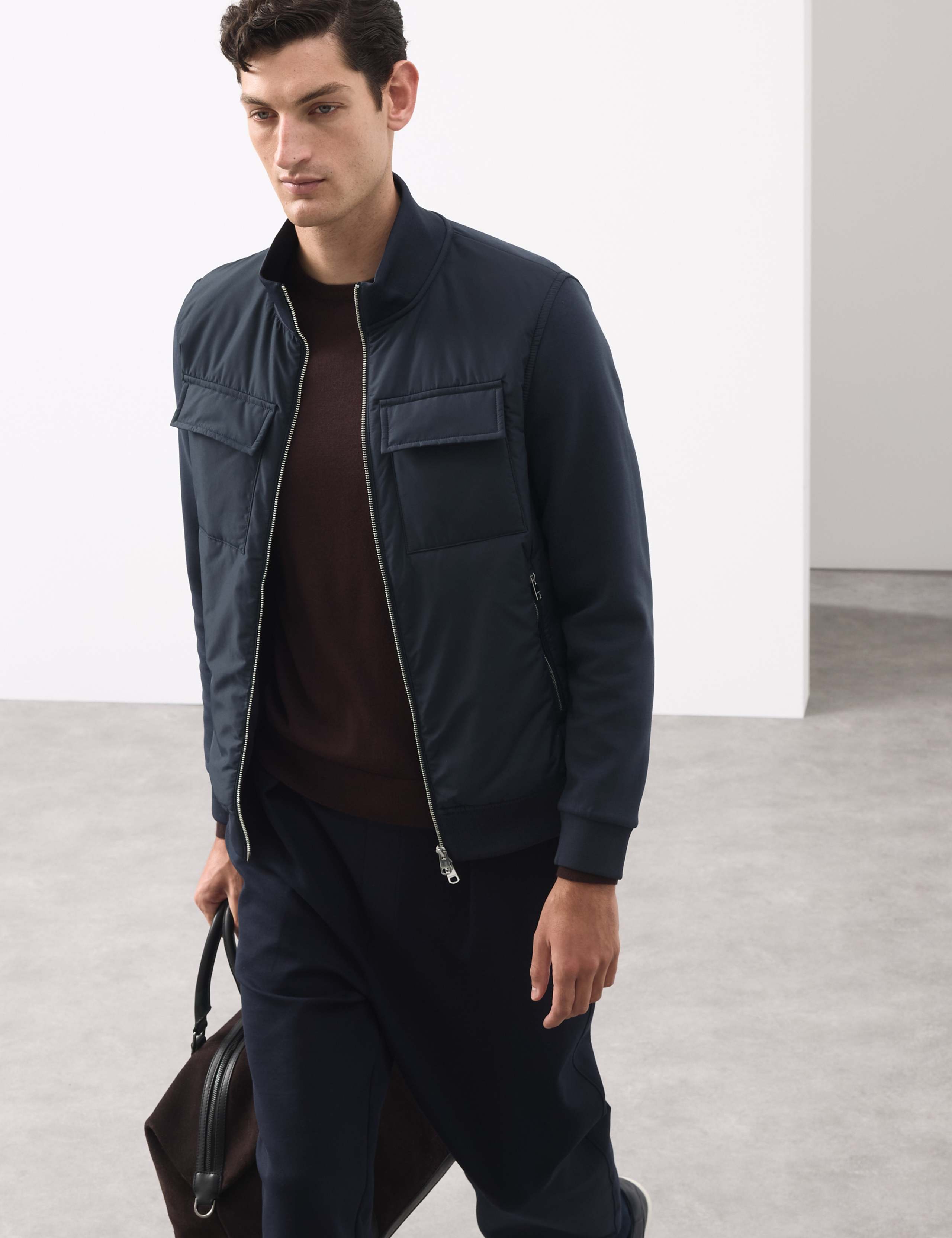 Autograph cotton rich zip-up pocket jacket - British product