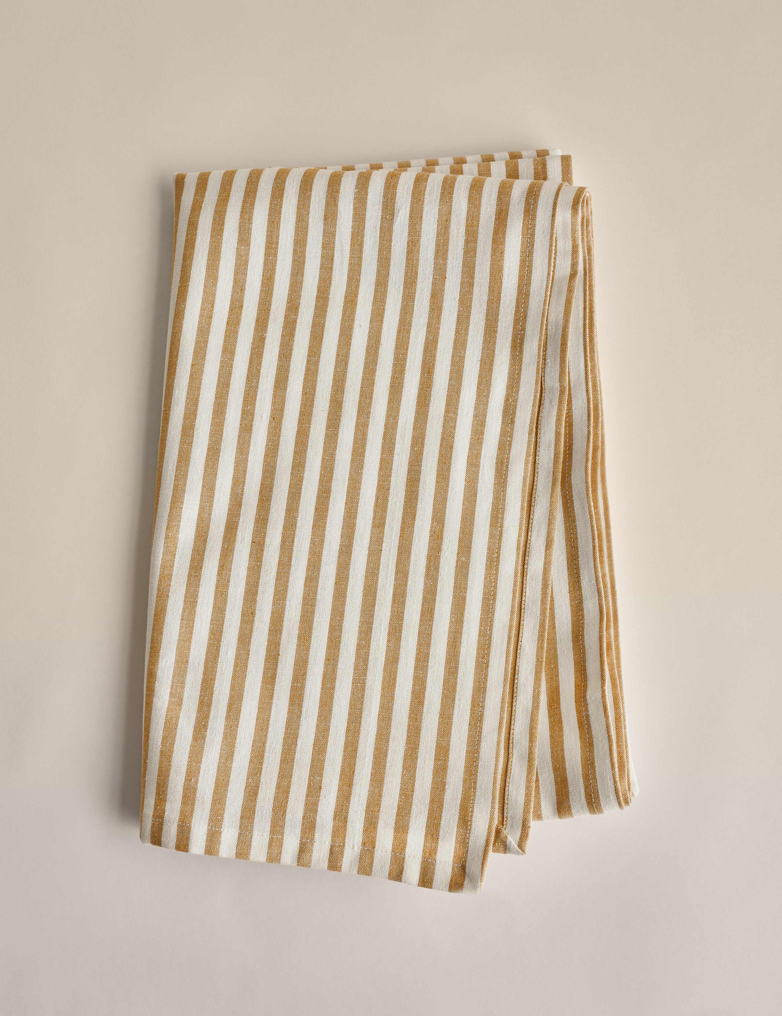 Cotton with Linen Striped Tablecloth