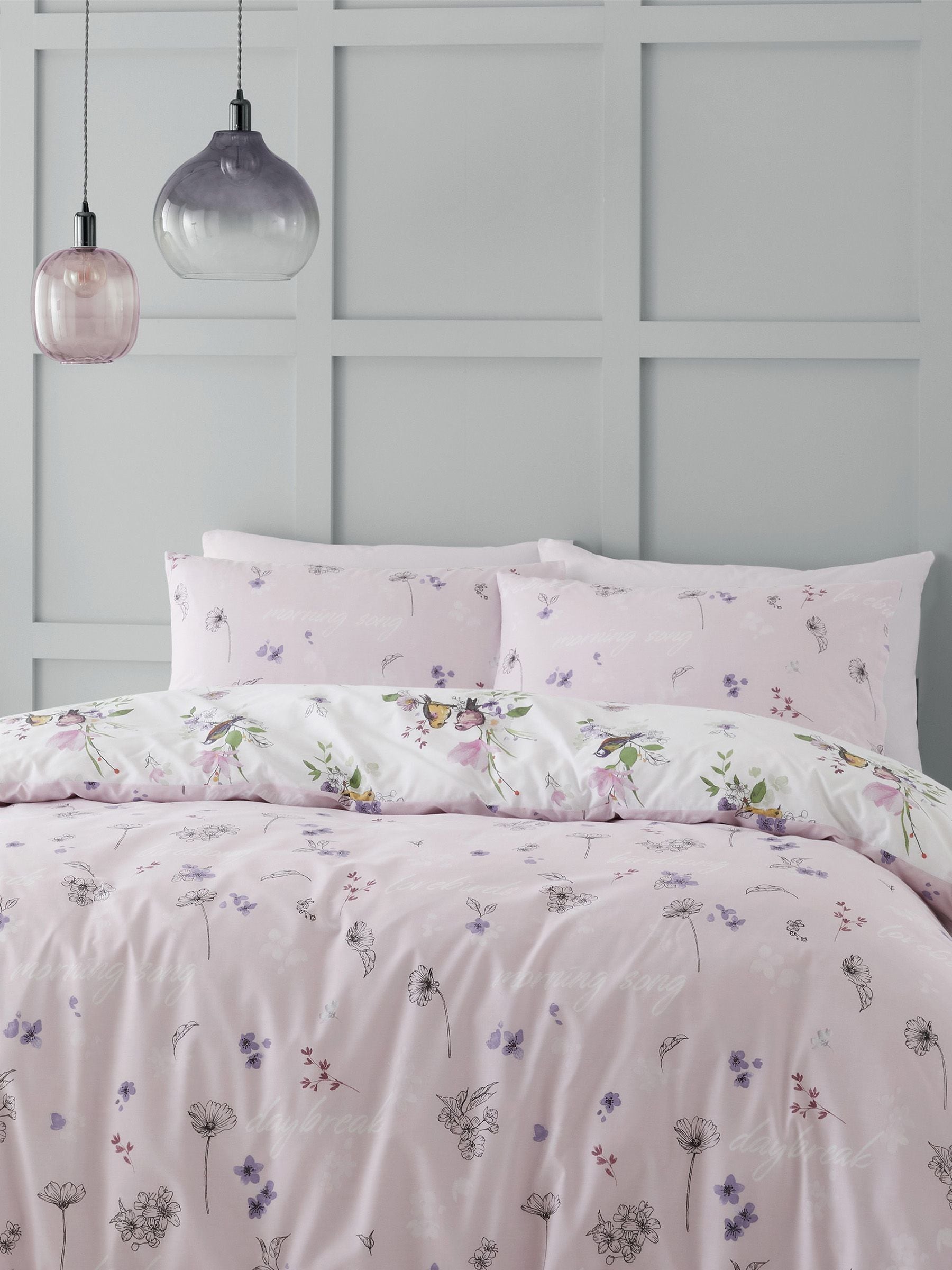 Catherine Lansfield Pink Songbird duvet cover set - British product