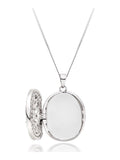 Beaverbrooks Sterling Silver Cubic Zirconia Oval Locket Pendant