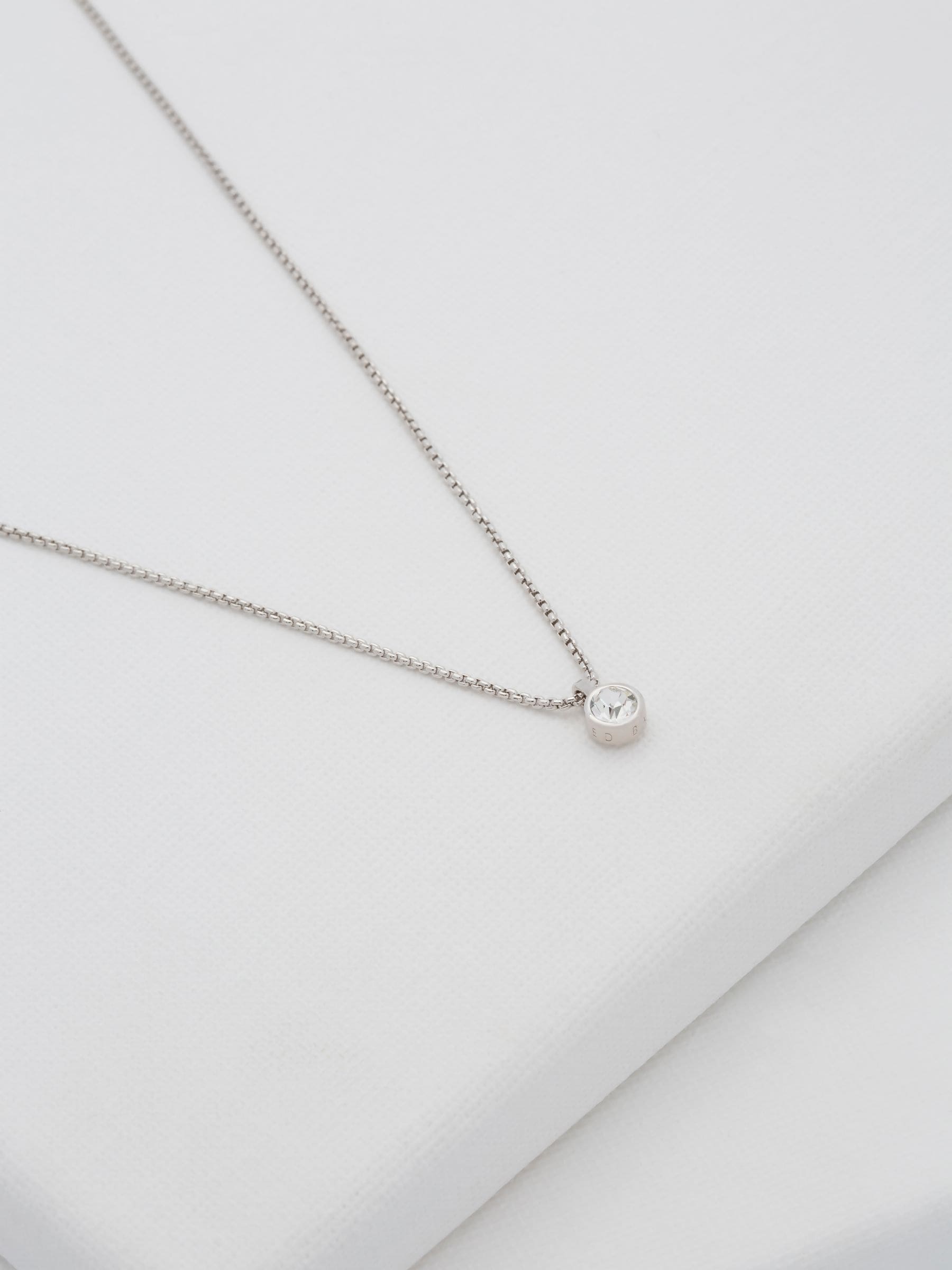 Ted Baker silver tone crystal pendant necklace 48cm (British brand)