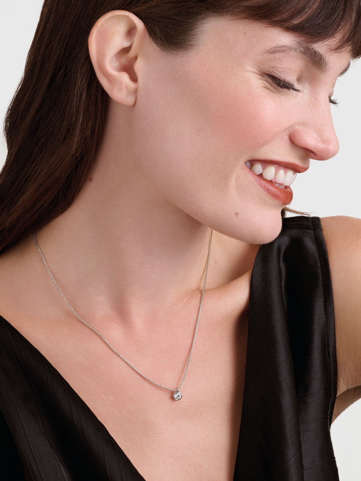 Ted Baker silver tone crystal pendant necklace 48cm (British brand)