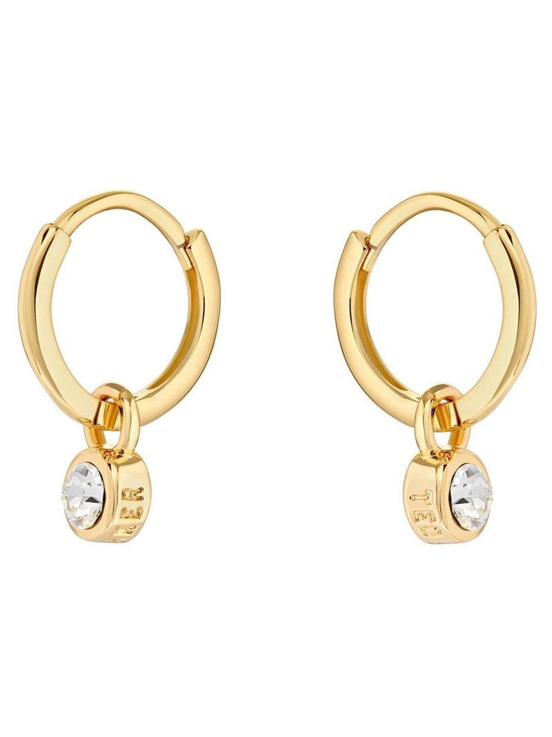 Ted Baker Huggie Earrings Gold Tone Clear Crystal 0.93cm (British brand)