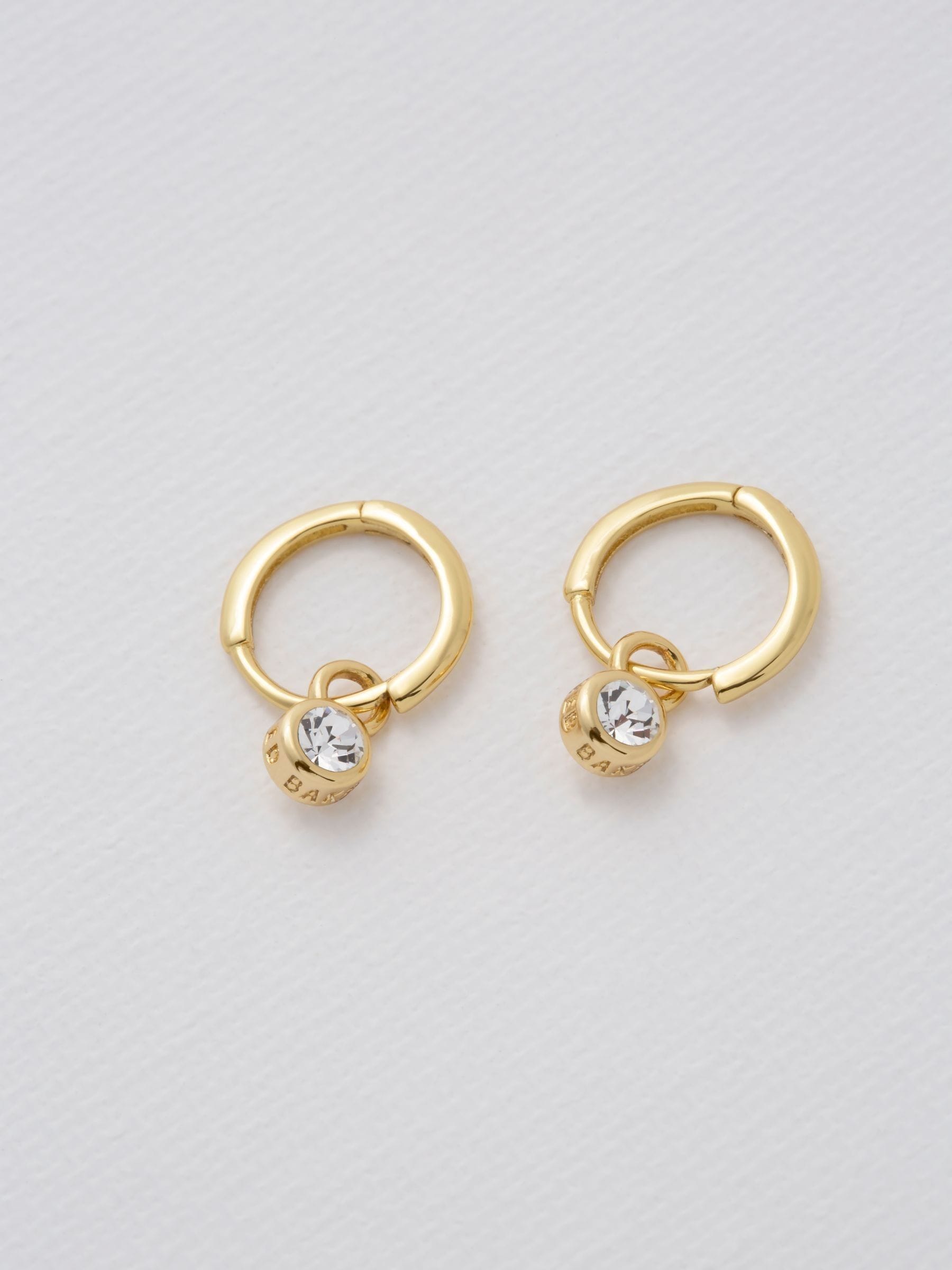 Ted Baker Huggie Earrings Gold Tone Clear Crystal 0.93cm (British brand)