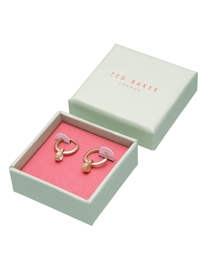 Ted Baker Huggie Earrings Gold Tone Clear Crystal 0.93cm (British brand)