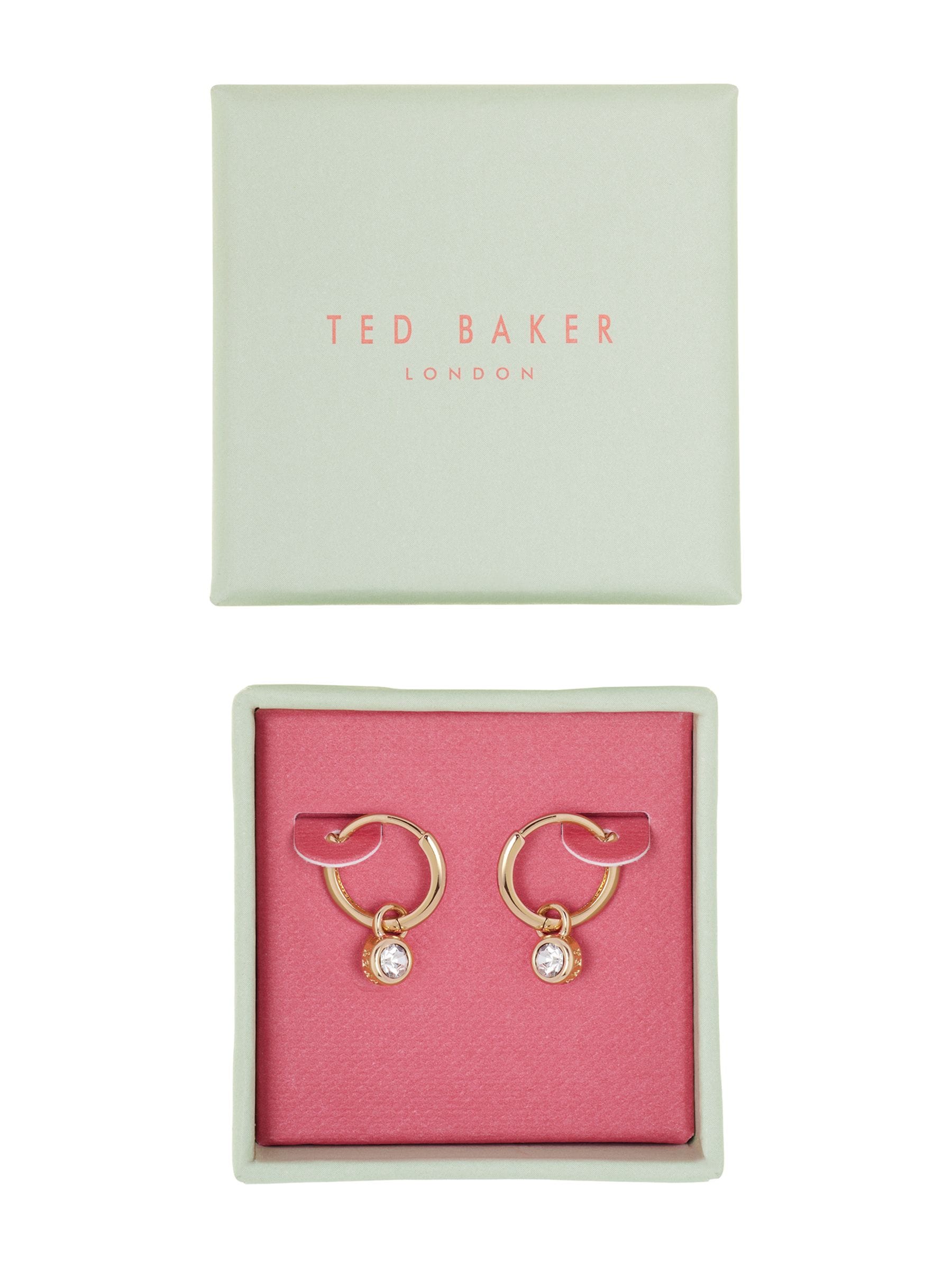 Ted Baker Huggie Earrings Gold Tone Clear Crystal 0.93cm (British brand)