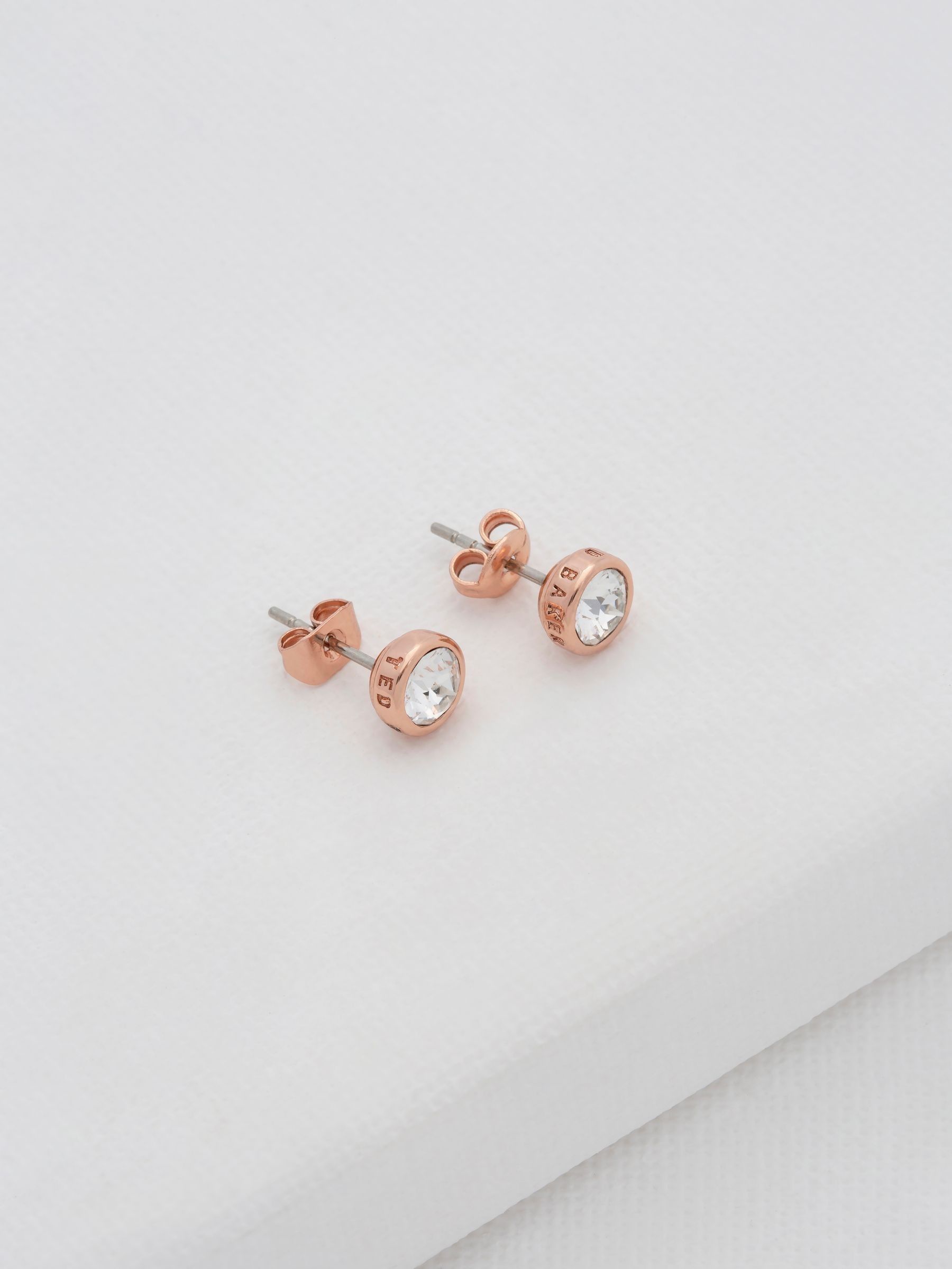 Ted Baker rose gold crystal stud earrings 0.6cm (British brand)