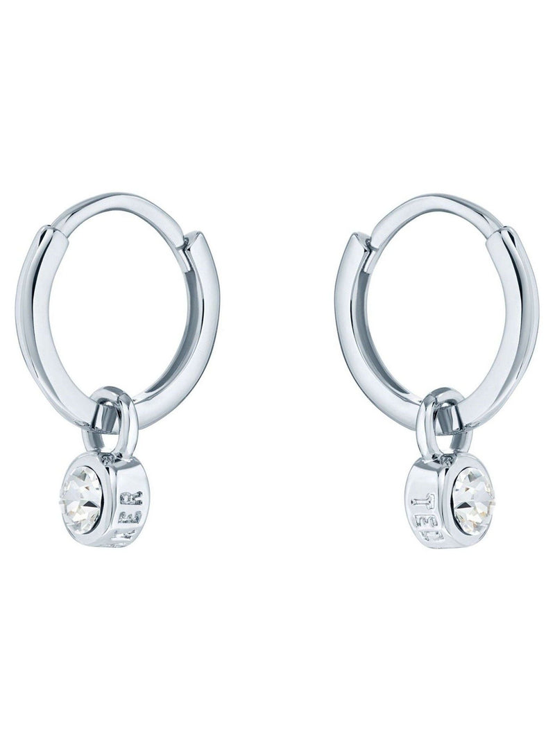 Ted Baker Sinalaa Silver Tone Crystal Huggie Earrings (British brand)