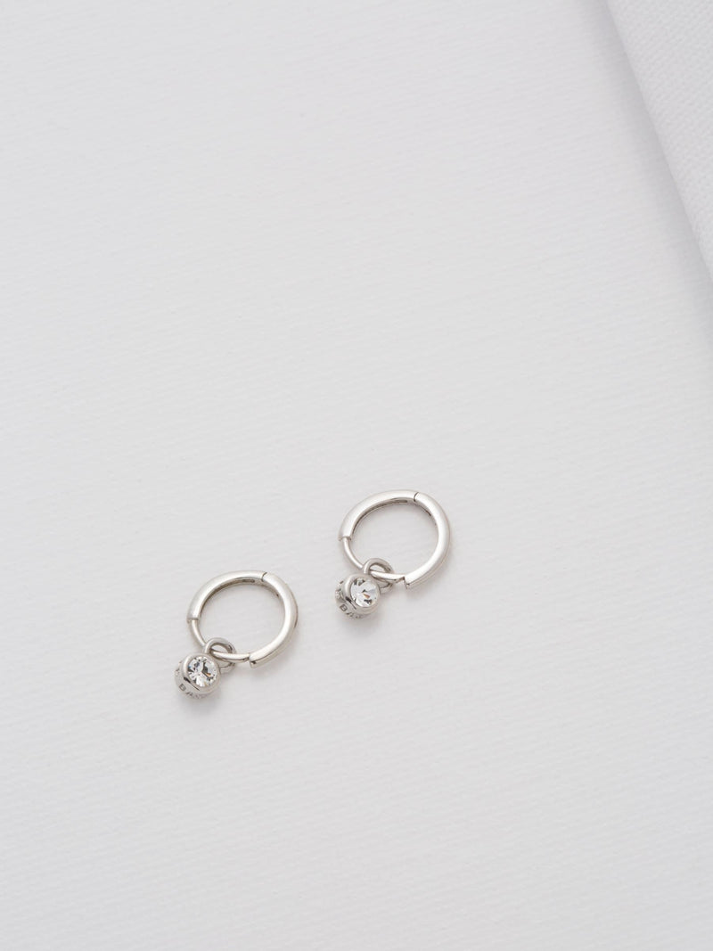 Ted Baker Sinalaa Silver Tone Crystal Huggie Earrings (British brand)