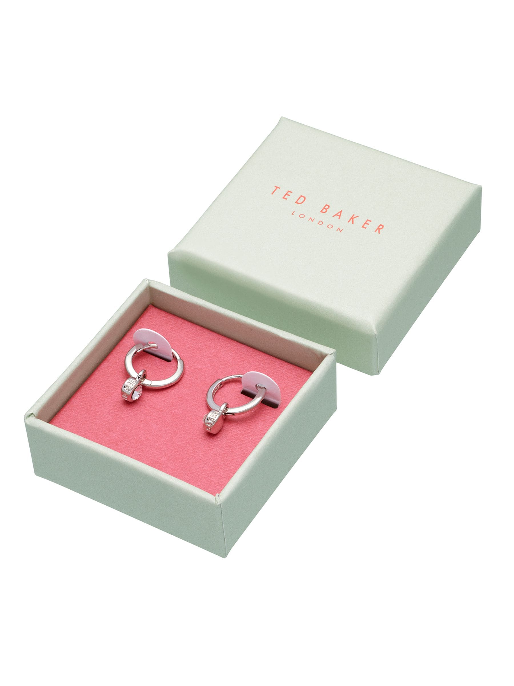 Ted Baker Sinalaa Silver Tone Crystal Huggie Earrings (British brand)