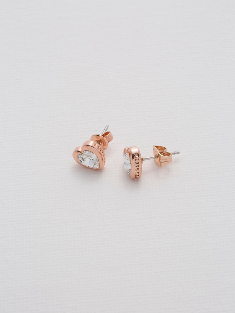 Ted Baker rose gold heart earrings, imported from the UK