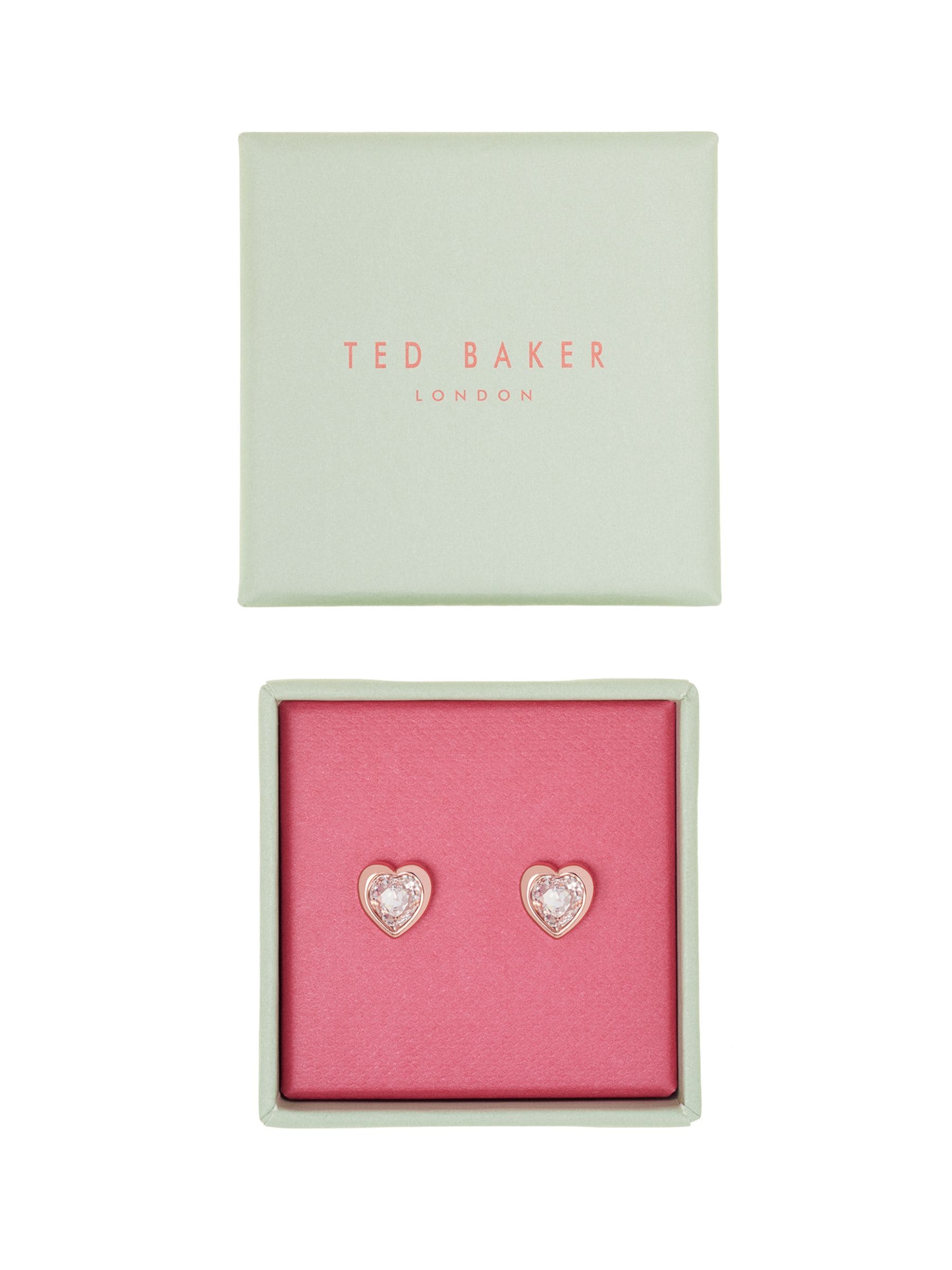 Ted Baker rose gold heart earrings, imported from the UK