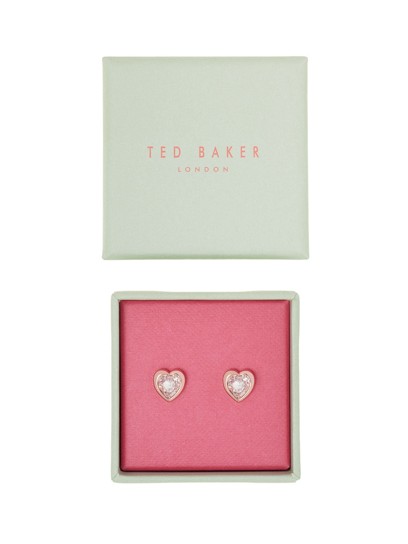 Ted Baker rose gold heart earrings, imported from the UK