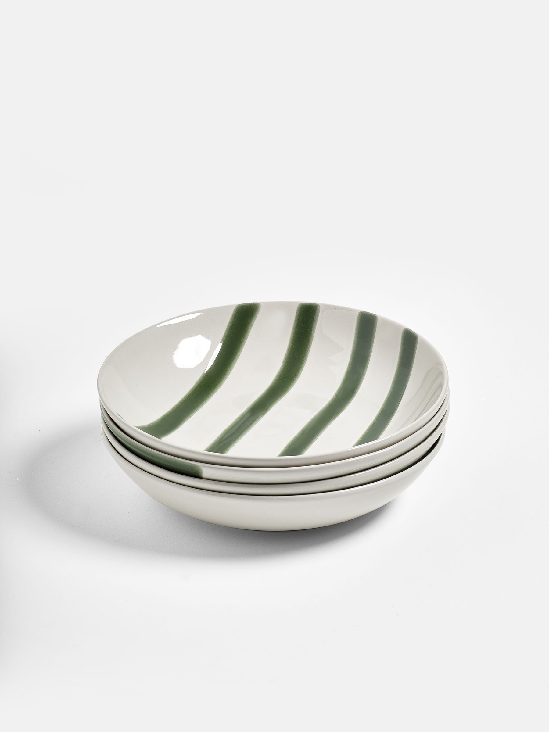 Jasper Conran London Green Abstract Set of 4 Pasta Bowls