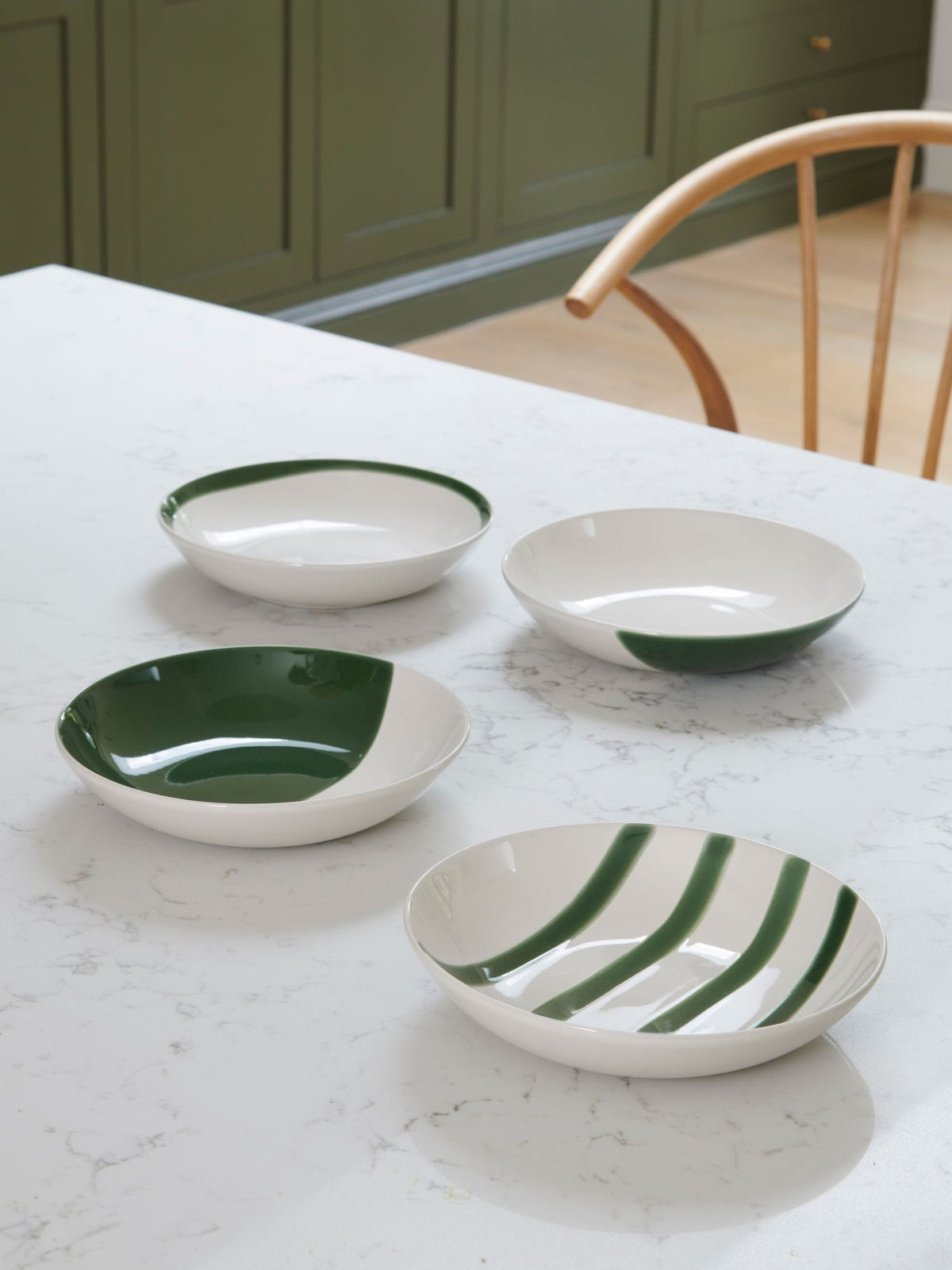 Jasper Conran London Green Abstract Set of 4 Pasta Bowls