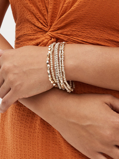 Rose Gold Tone Sparkle Stretch Bracelets Fashion Jewelry Multipack