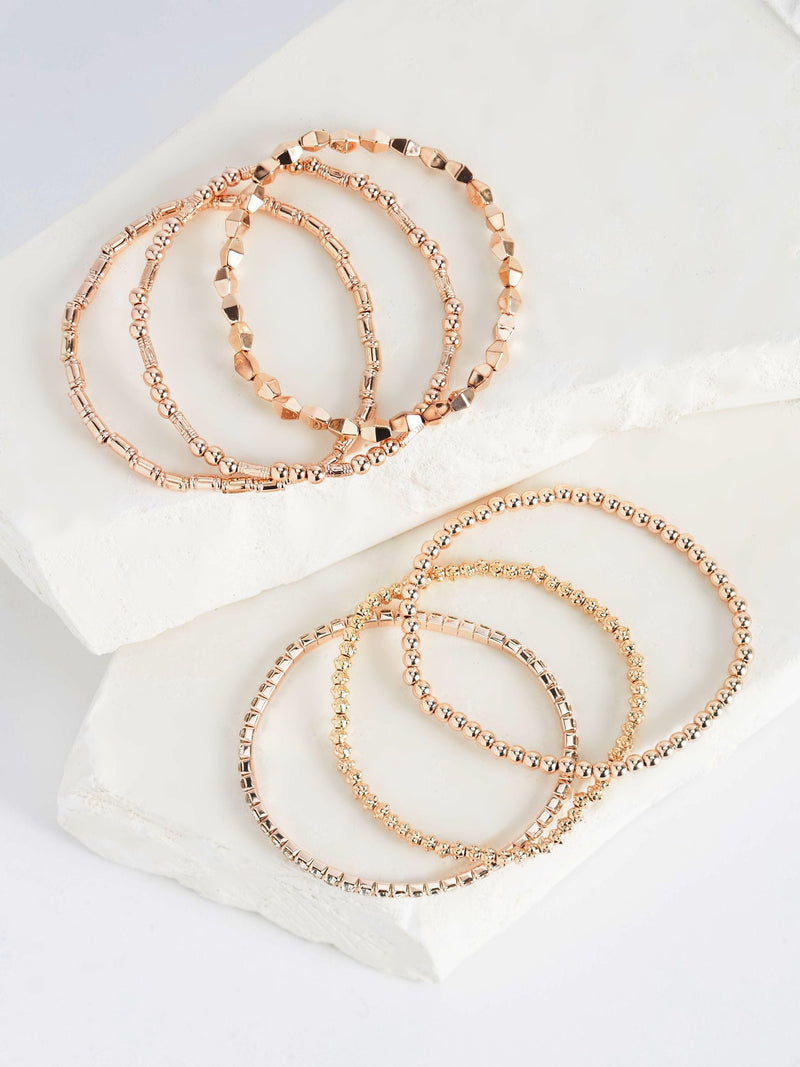 Rose gold tone sparkle stretch bracelets multipack, imported from the UK