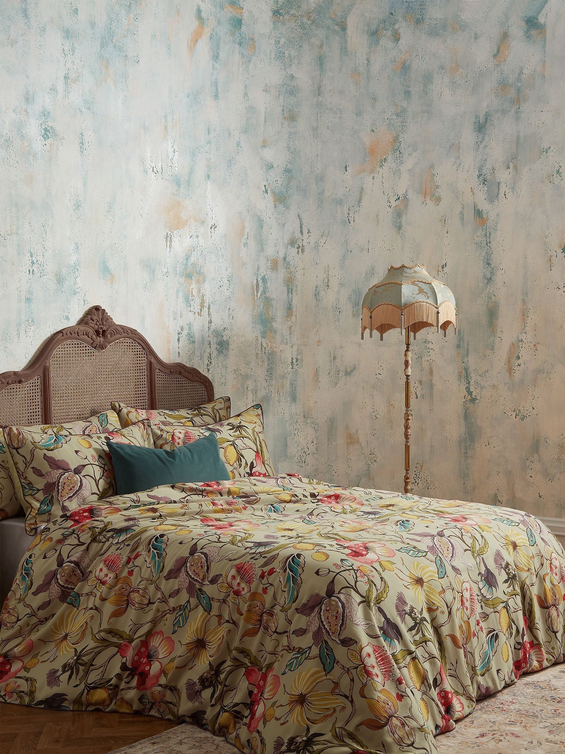 EW by Edinburgh Weavers Grey Morton Timeless Tribute Floral duvet cover and pillowcase set - British product