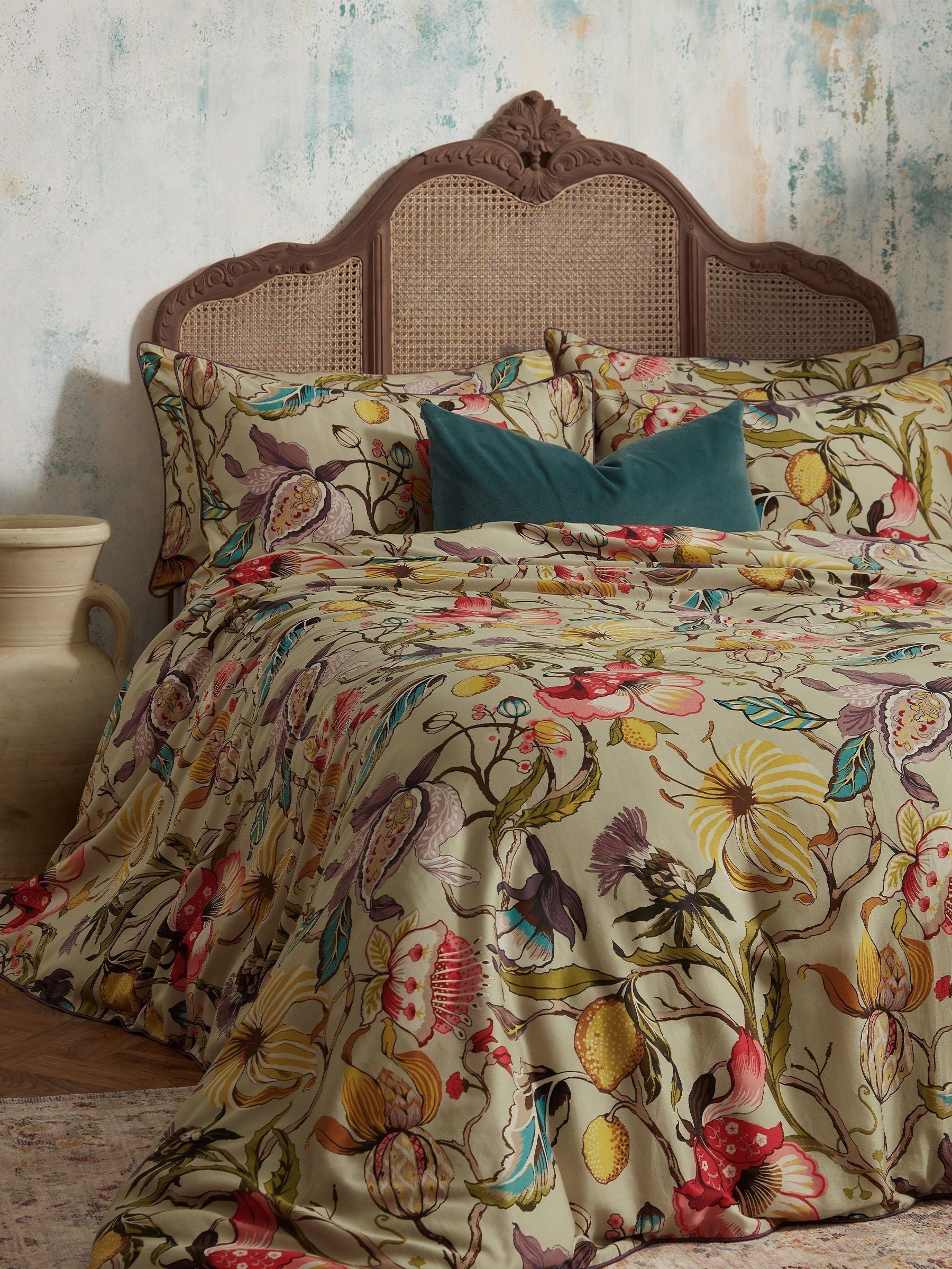 EW by Edinburgh Weavers Grey Morton Timeless Tribute Floral duvet cover and pillowcase set - British product