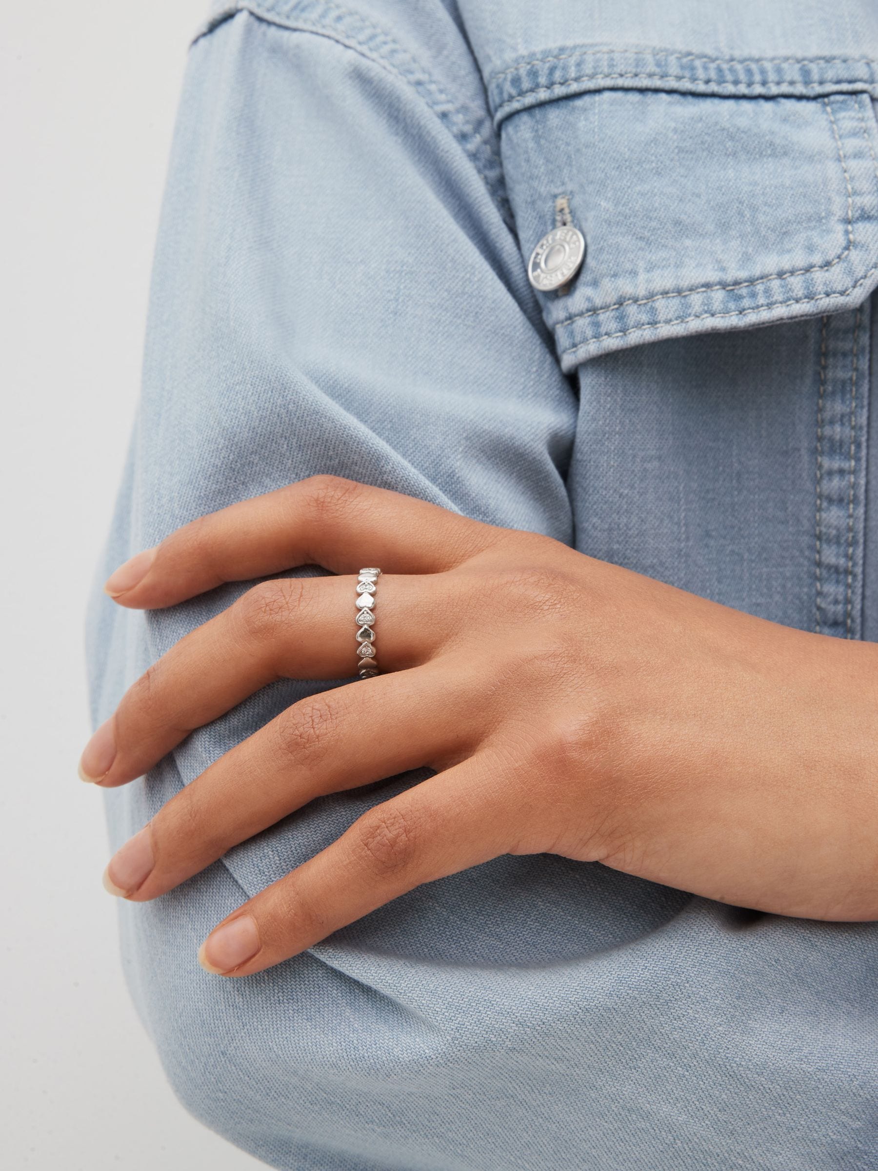 Sterling Silver Heart Sparkle Ring