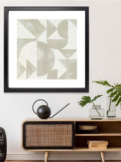 Brookpace Lascelles Grey Stacked Monochrome 1 Framed Wall Art 56x56cm