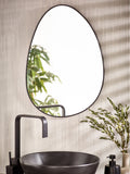 Black pebble round bathroom wall mirror, 62cm x 43.5cm - British product