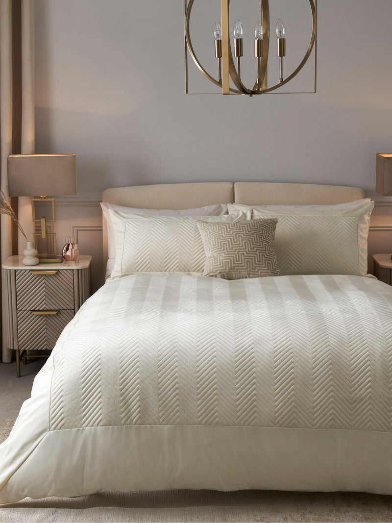 Natural cream velvet duvet cover set, imported from the UK
