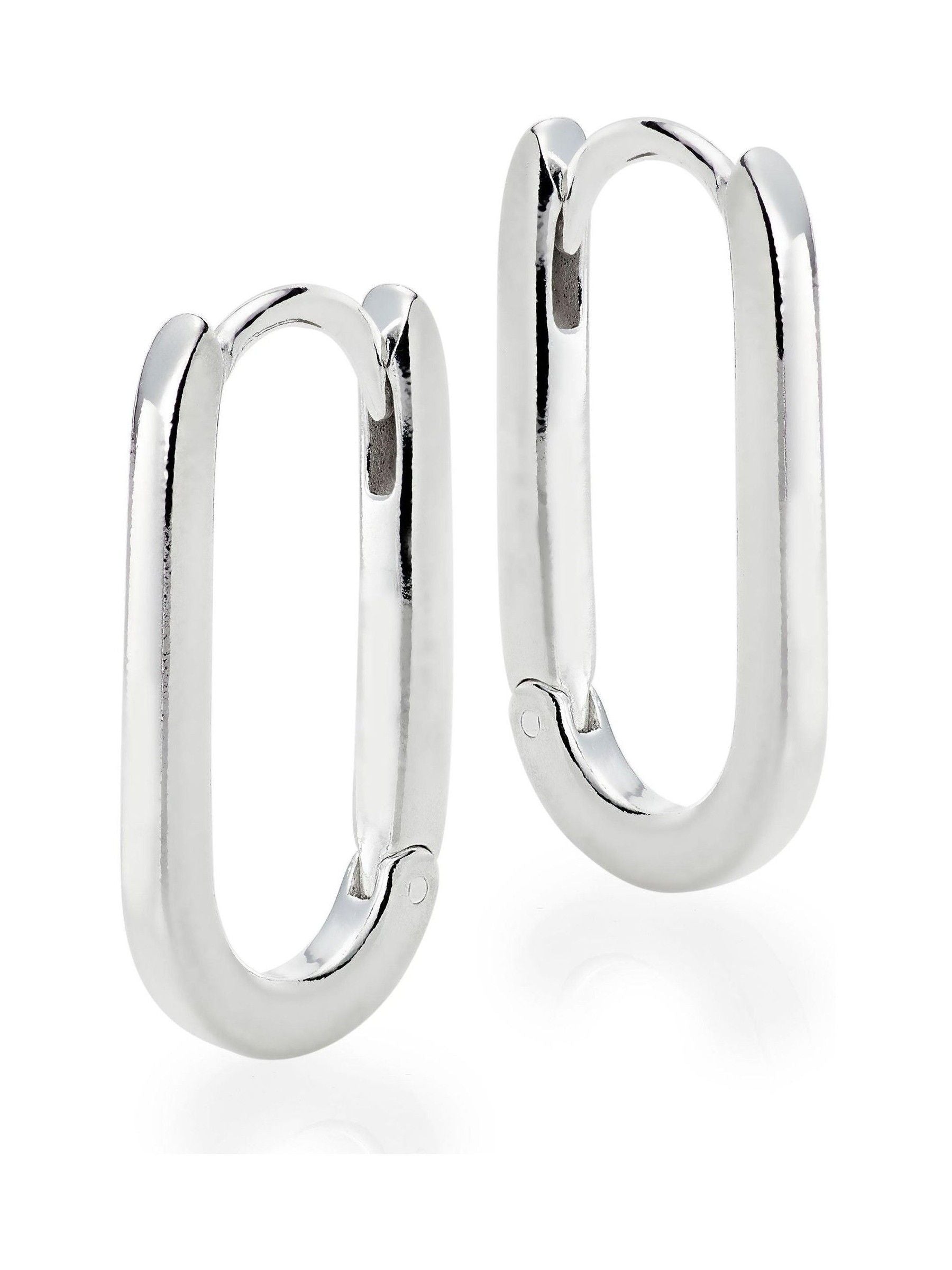 Sterling Silver Rectangular Hoop Earrings 2mm x 10mm