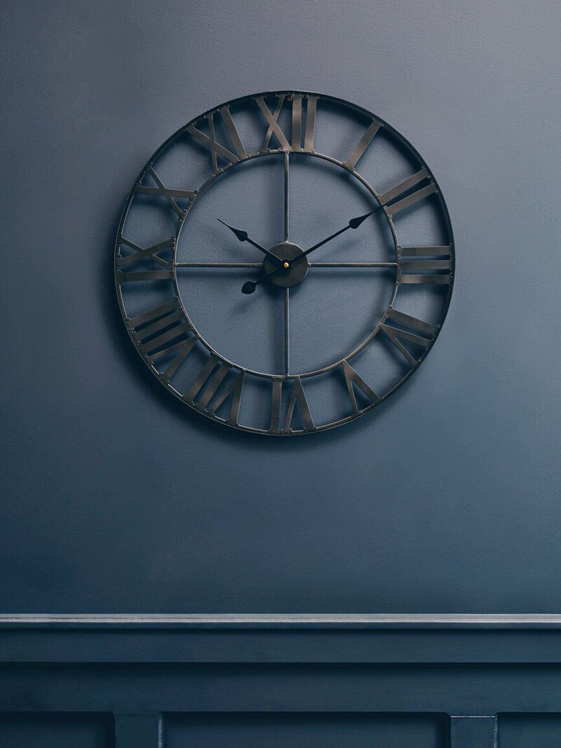 Fifty Five South Black Genova metal wall clock 60cm - British product