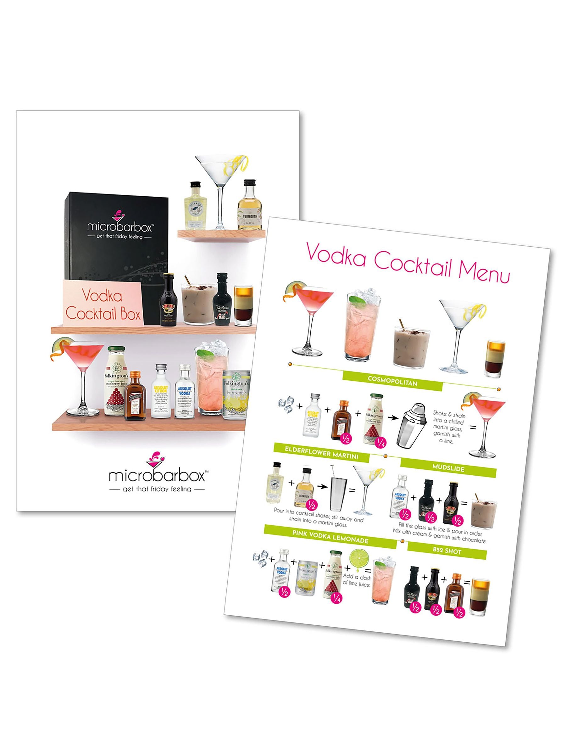 MicroBarBox vodka cocktail set, imported from the UK