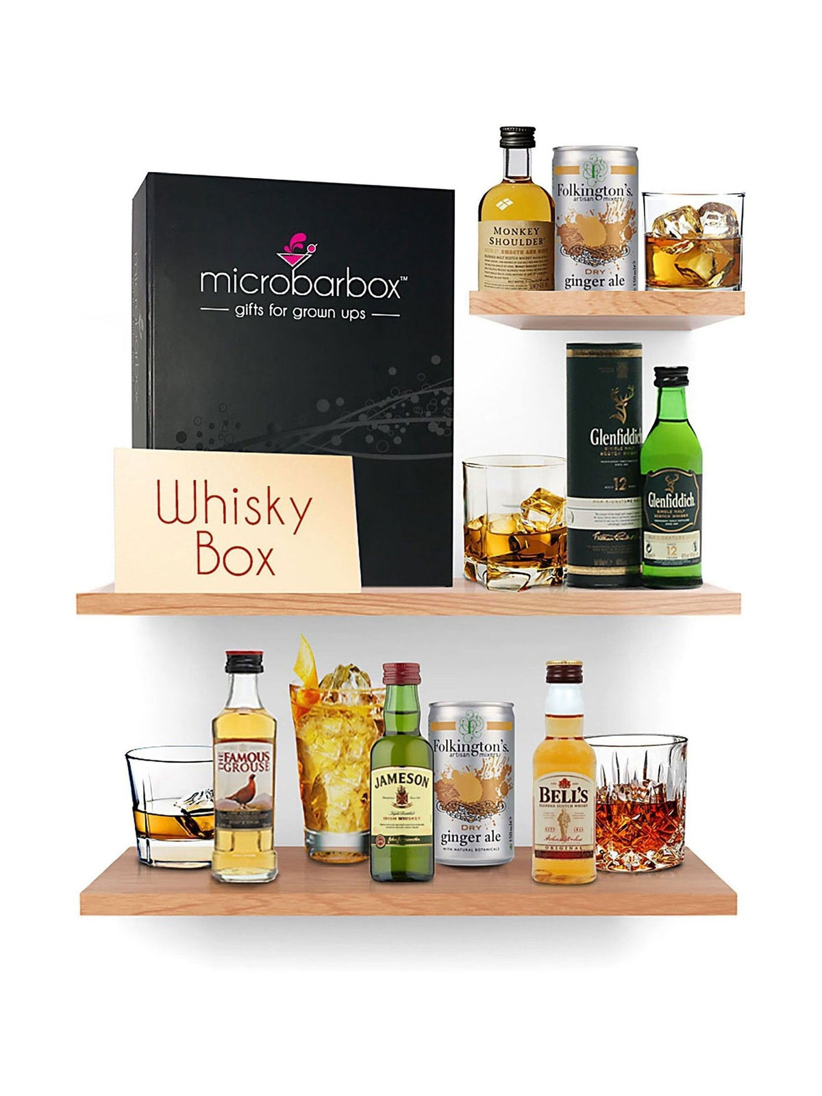 MicroBarBox Whisky Selection and Mixers Gift Set, imported from the UK