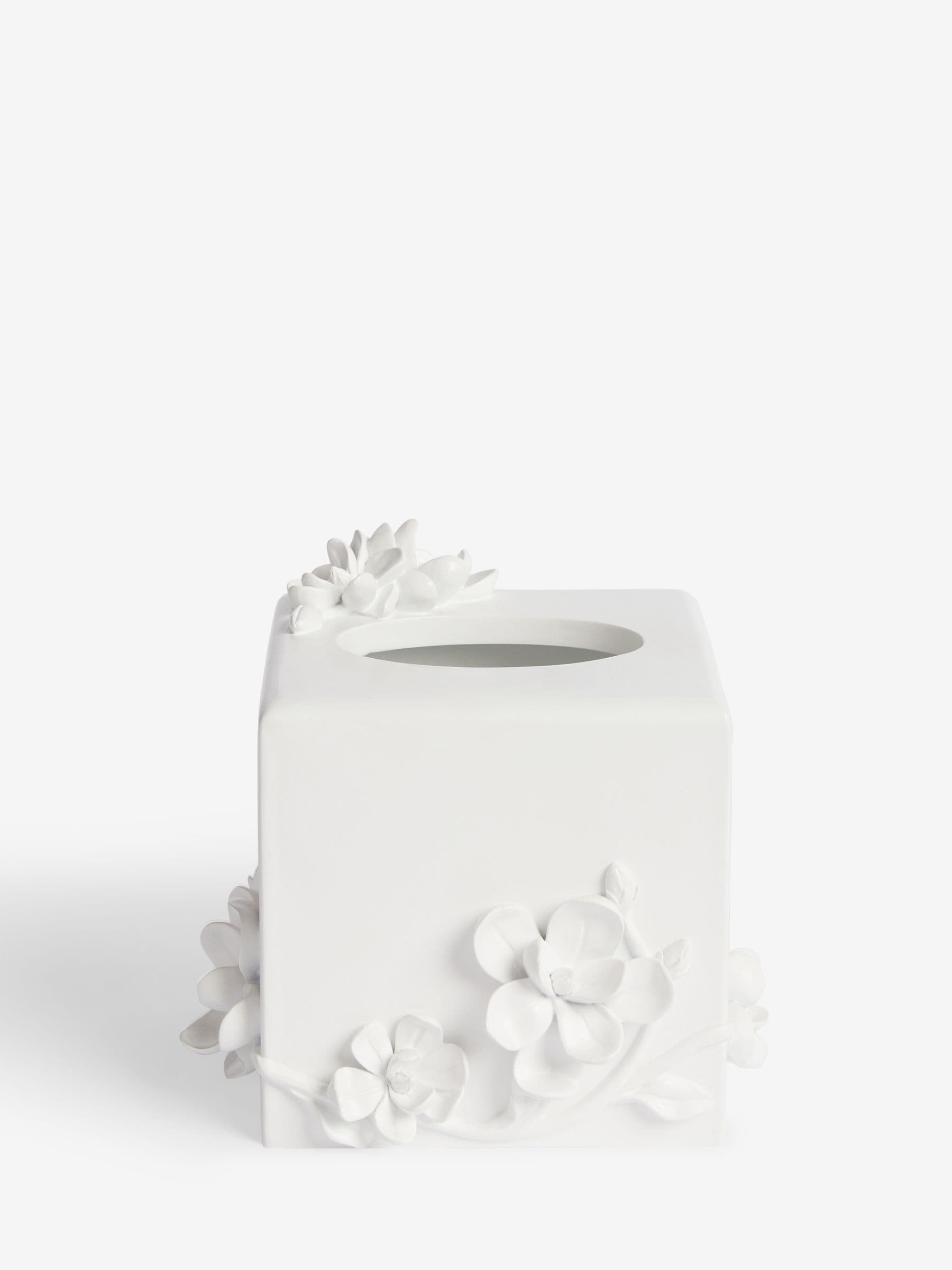 White White Flower Tissue Box