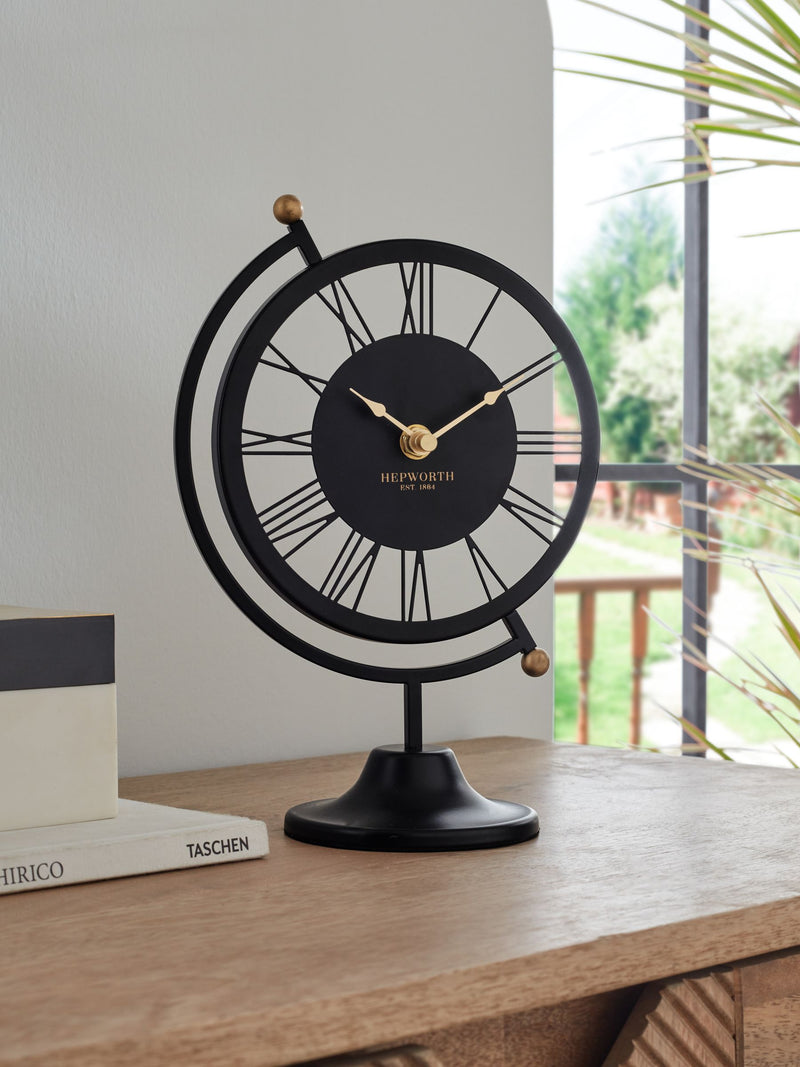 Black globe mantel clock - British product