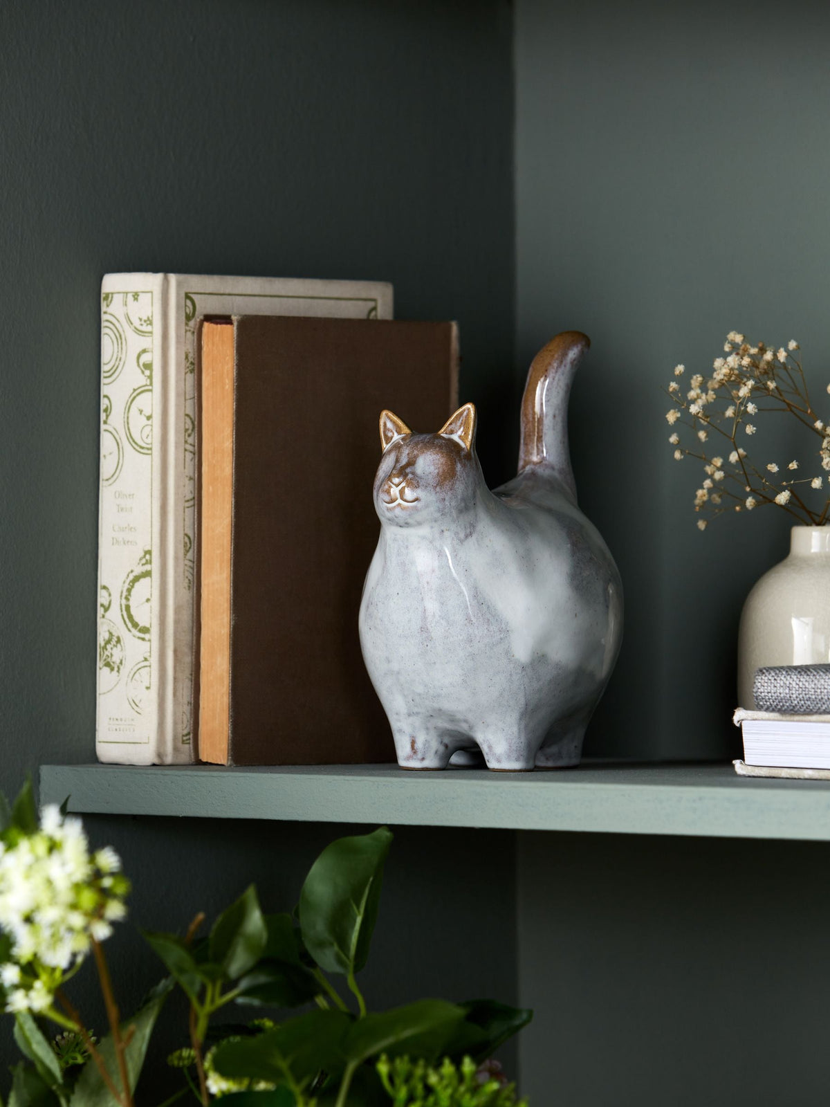 Grey Chester ceramic cat ornament, UK version