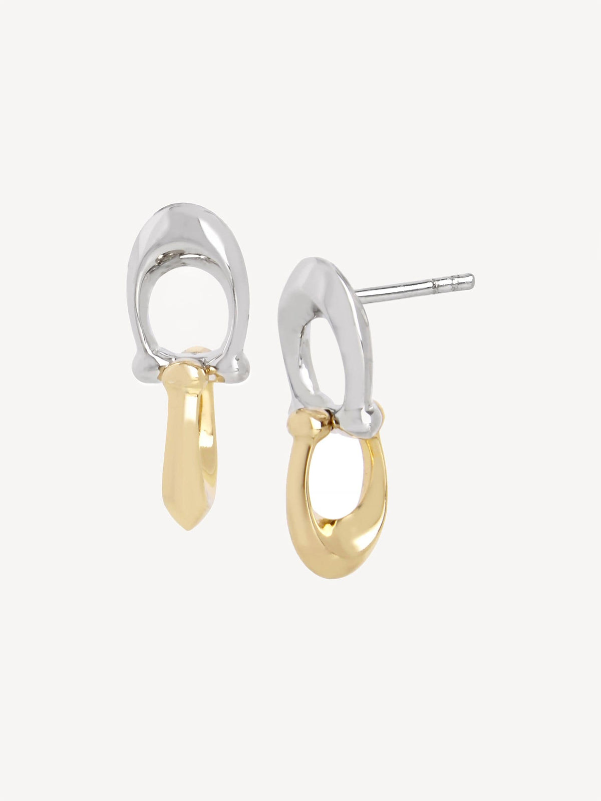 COACH Gold Tone Signature C Double Drop Stud Earrings - British product