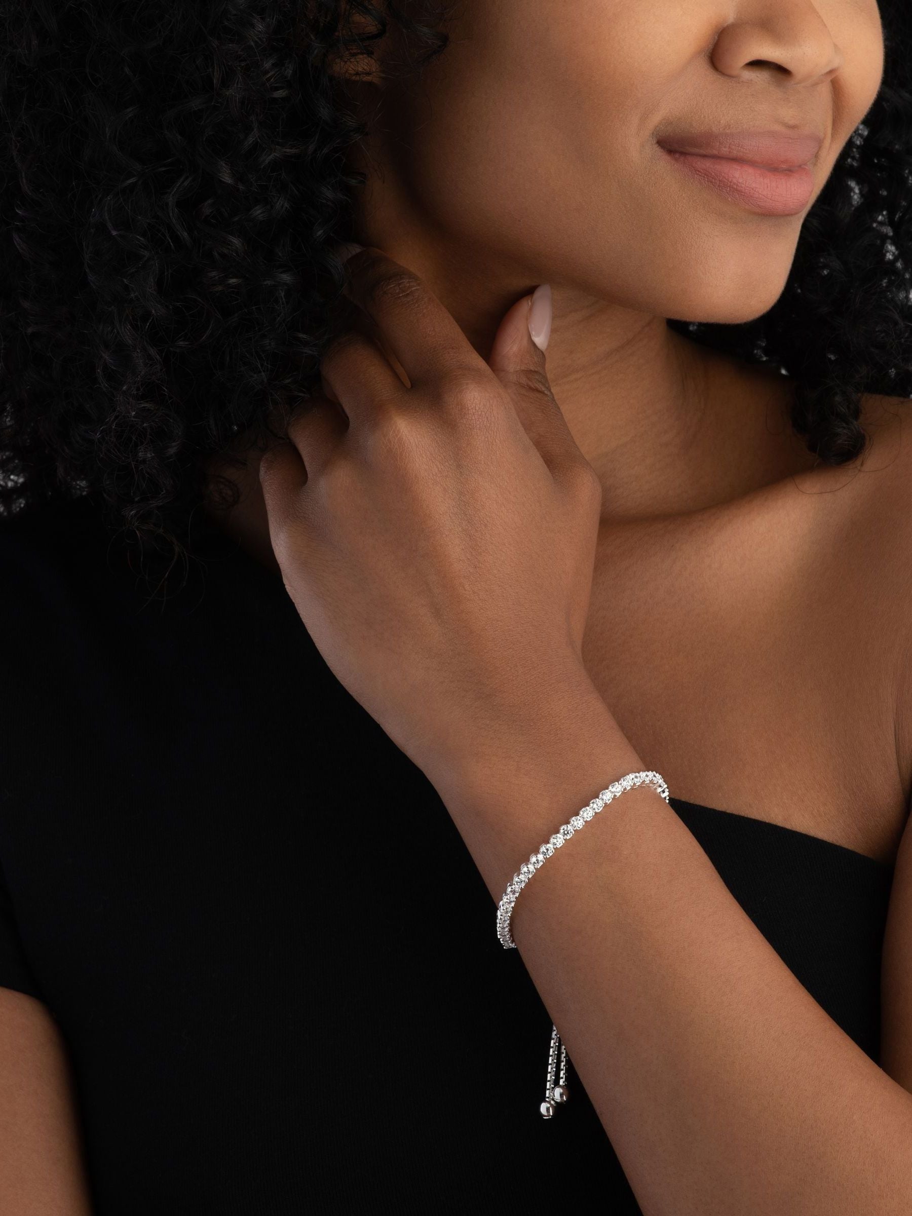Beaverbrooks sterling silver cubic zirconia tennis slider bracelet - British product