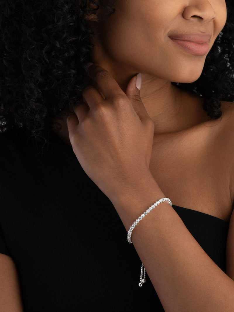 Beaverbrooks sterling silver cubic zirconia tennis slider bracelet - British product