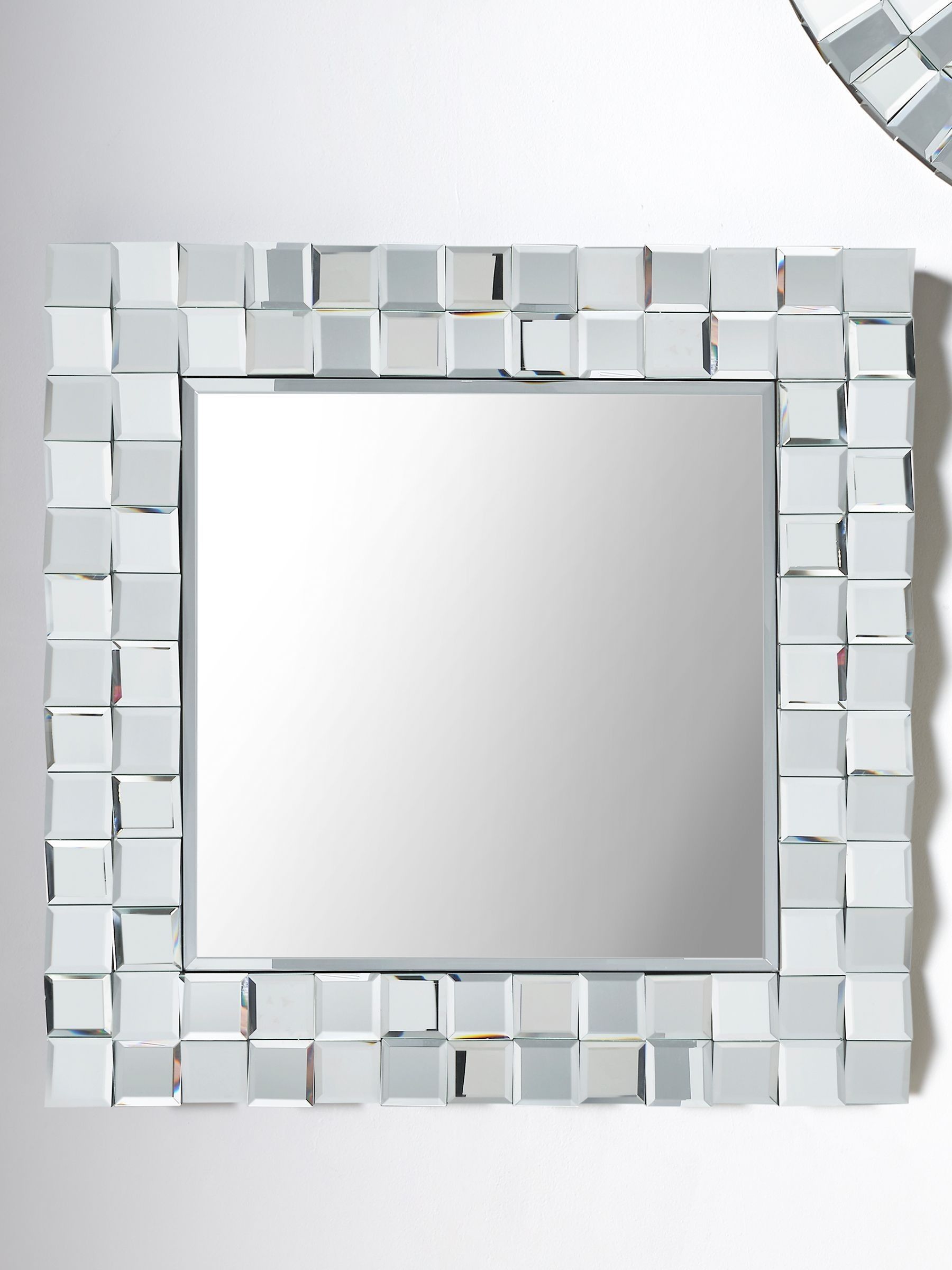 Pacific Silver Mirrored Glass Tile Square Wall Mirror