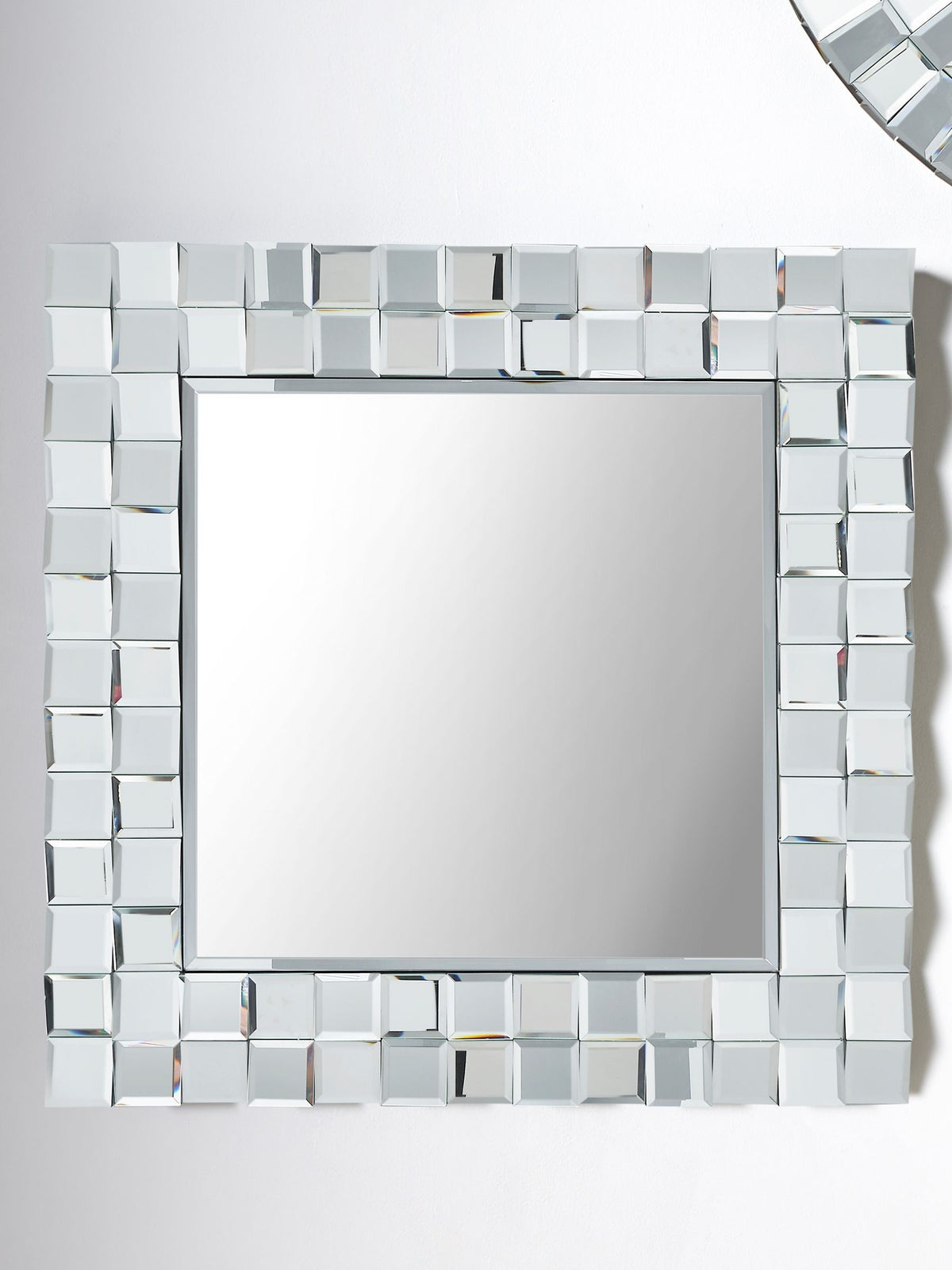 Pacific Silver Mirrored Glass Tile Square Wall Mirror