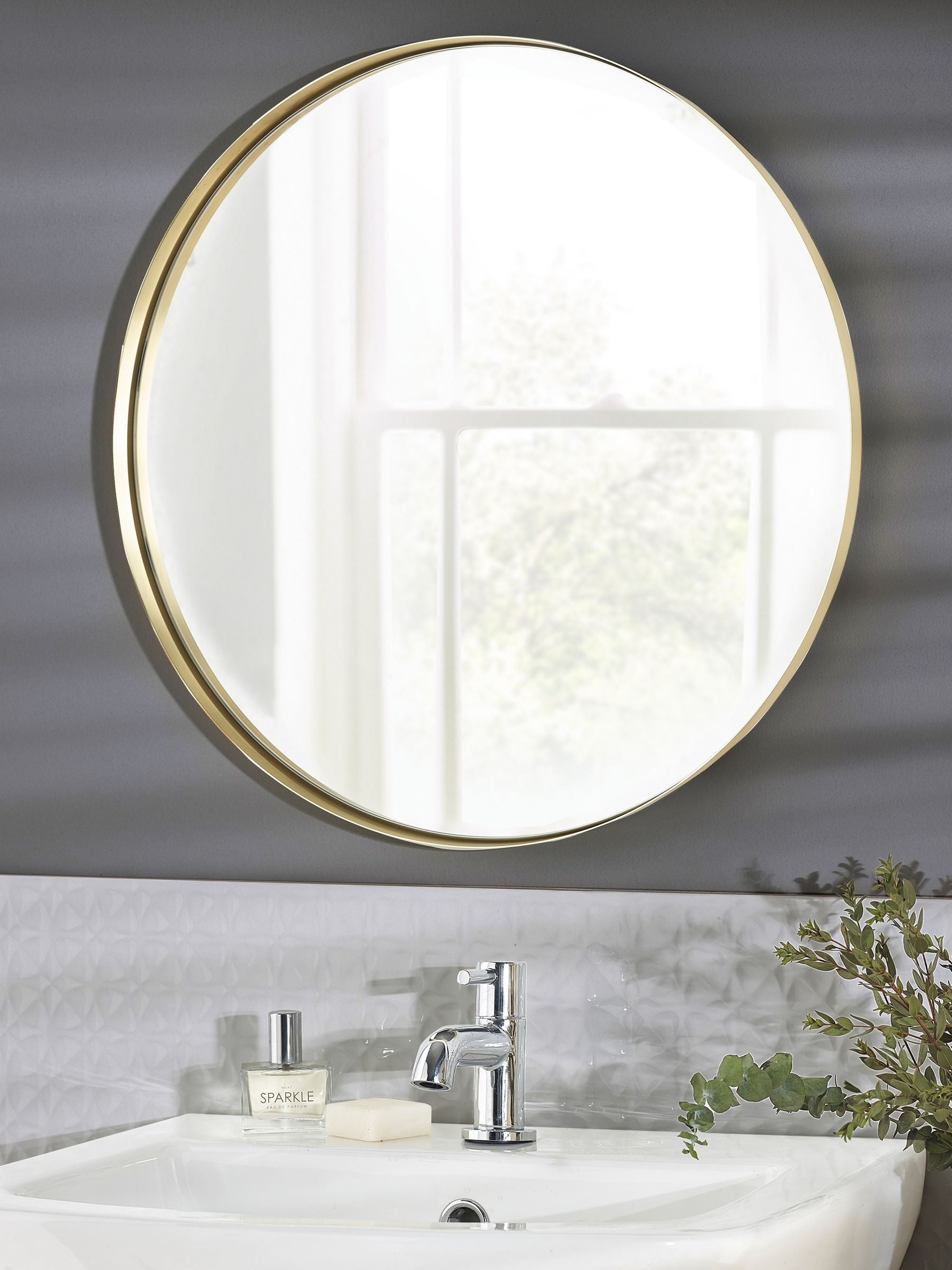 Gold round wall mirror 50cm, UK version