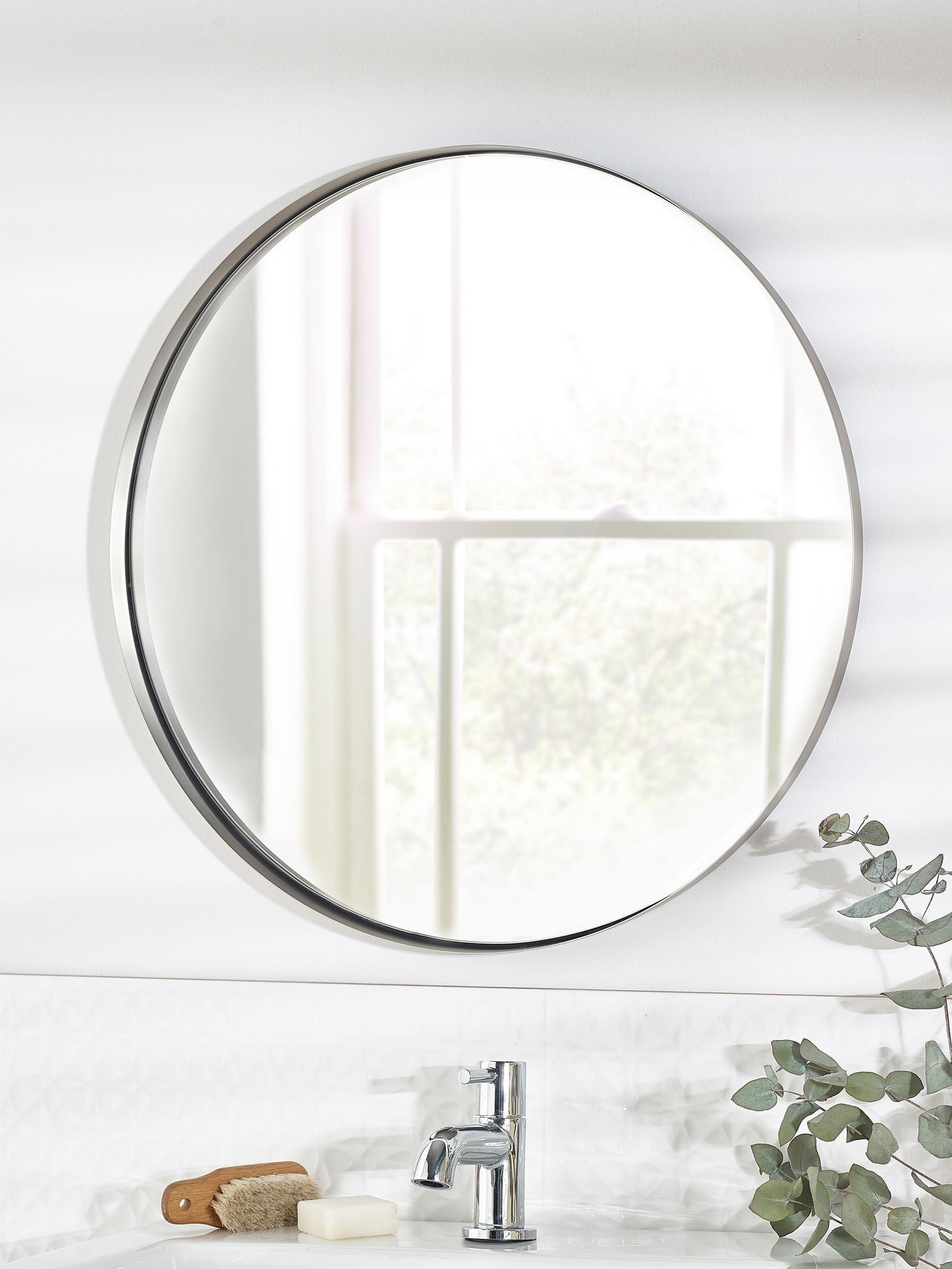 Silver chrome round wall mirror 50cm (British brand)